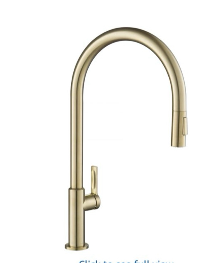 kraus oletto high-arc single handle pull-down kitchen faucet in brushed brass, kpf-2821bb