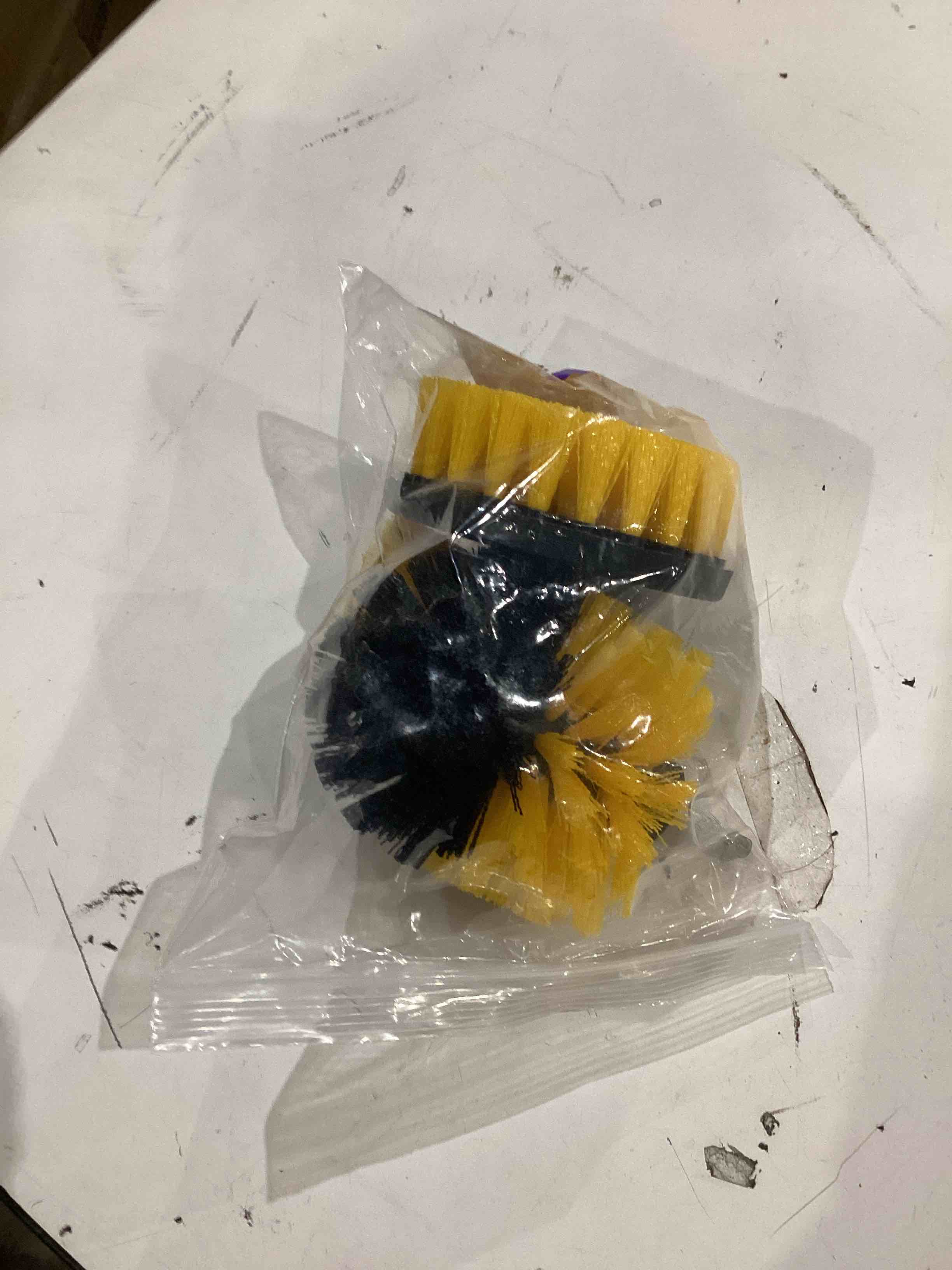 Condition photo showing Good Condition for scrubit drill brush attachment set - power scrubber tile and grout tool - use for kitchen, shower, bathtub and floor surface - all purpose household cleaning kit includes 3 brushes with a bit extender