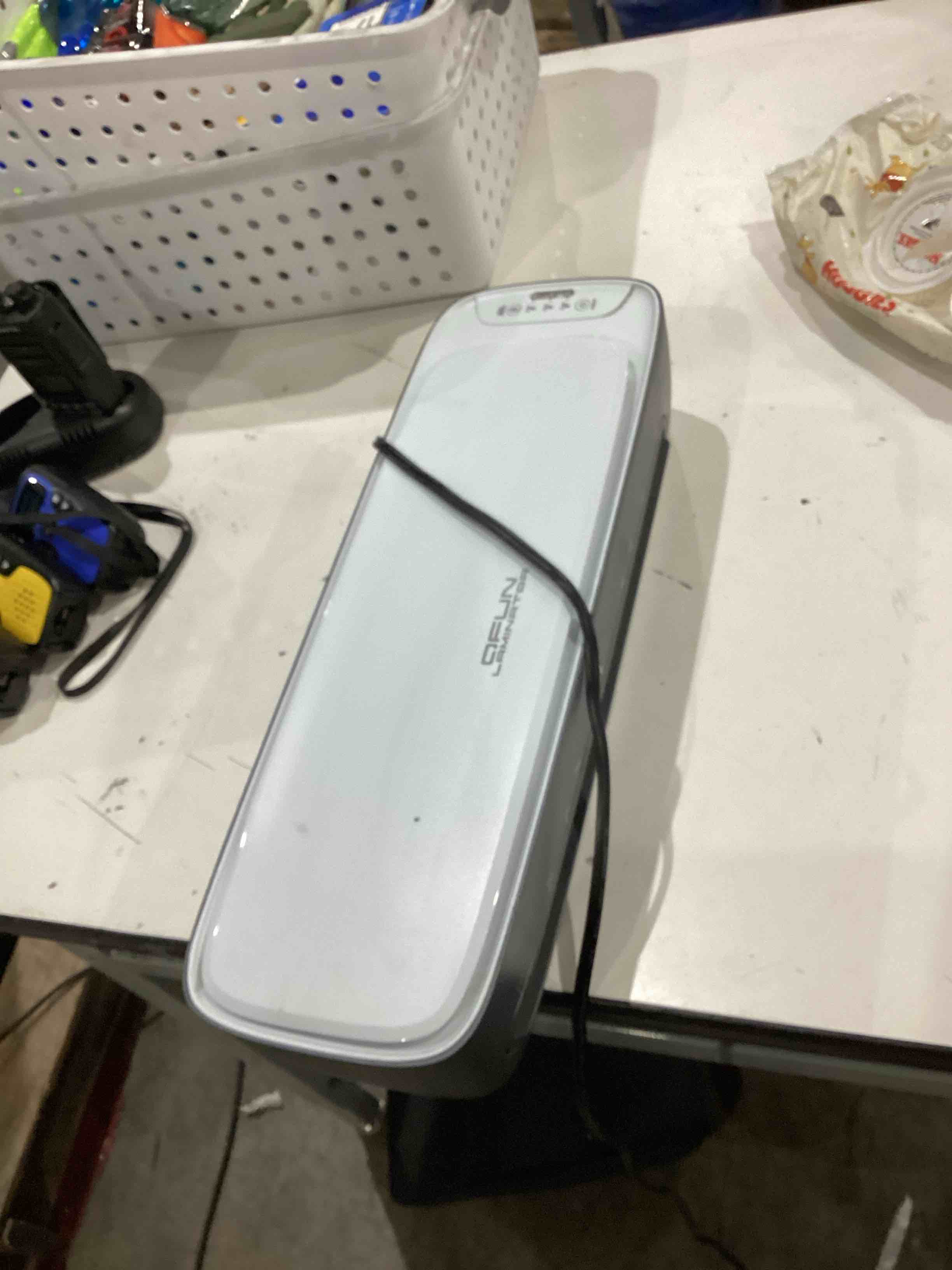 Condition photo showing As Is for laminator machine 13-inch thermal lamination with laminating sheets 9 in1 office desktop laminate machine, portable a3 laminater for teachers personal 60s warm-up never jam white