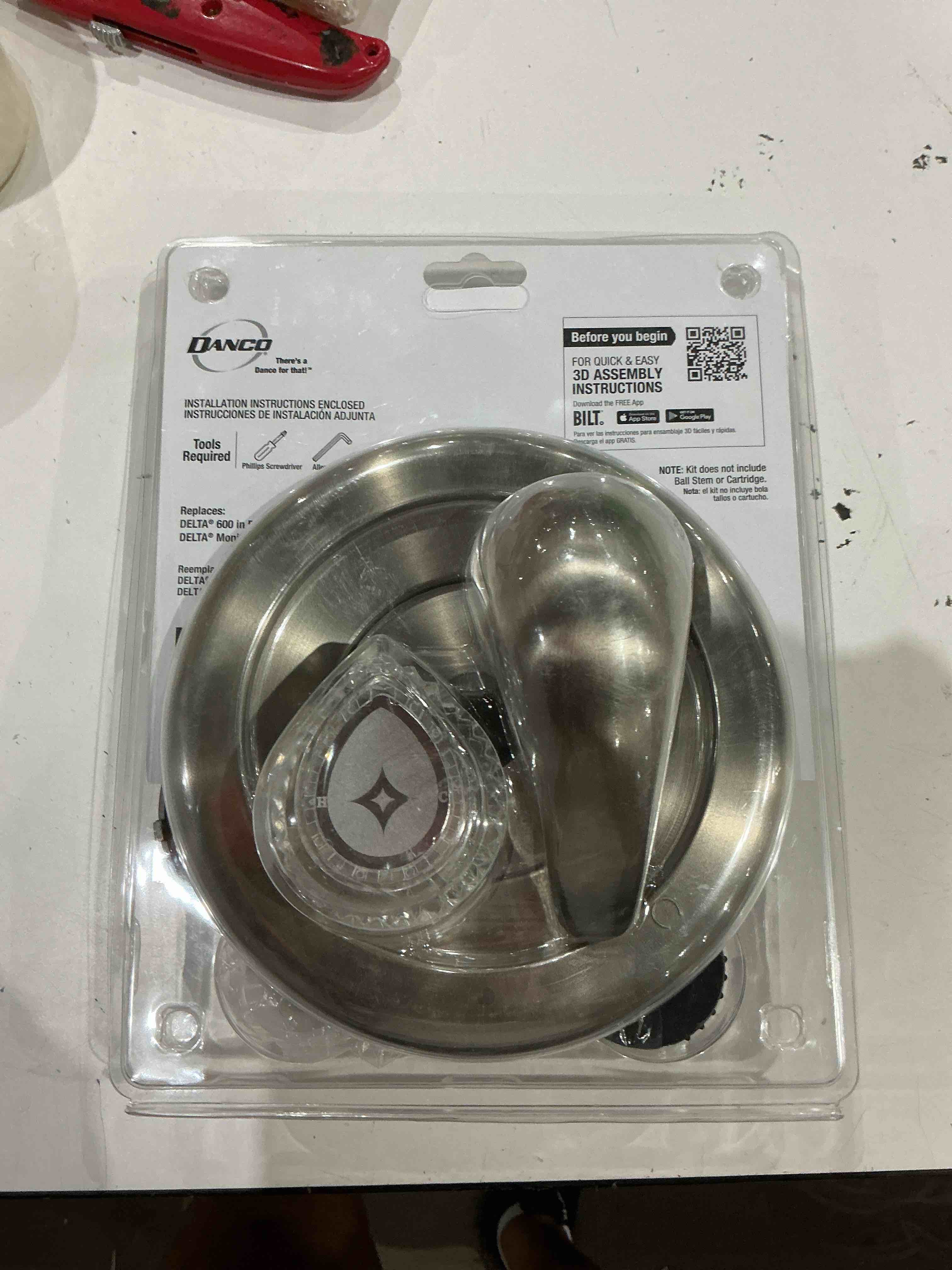 danco 10004 trim kit, for use with delta tub and shower faucets, plastic, brushed nickel
