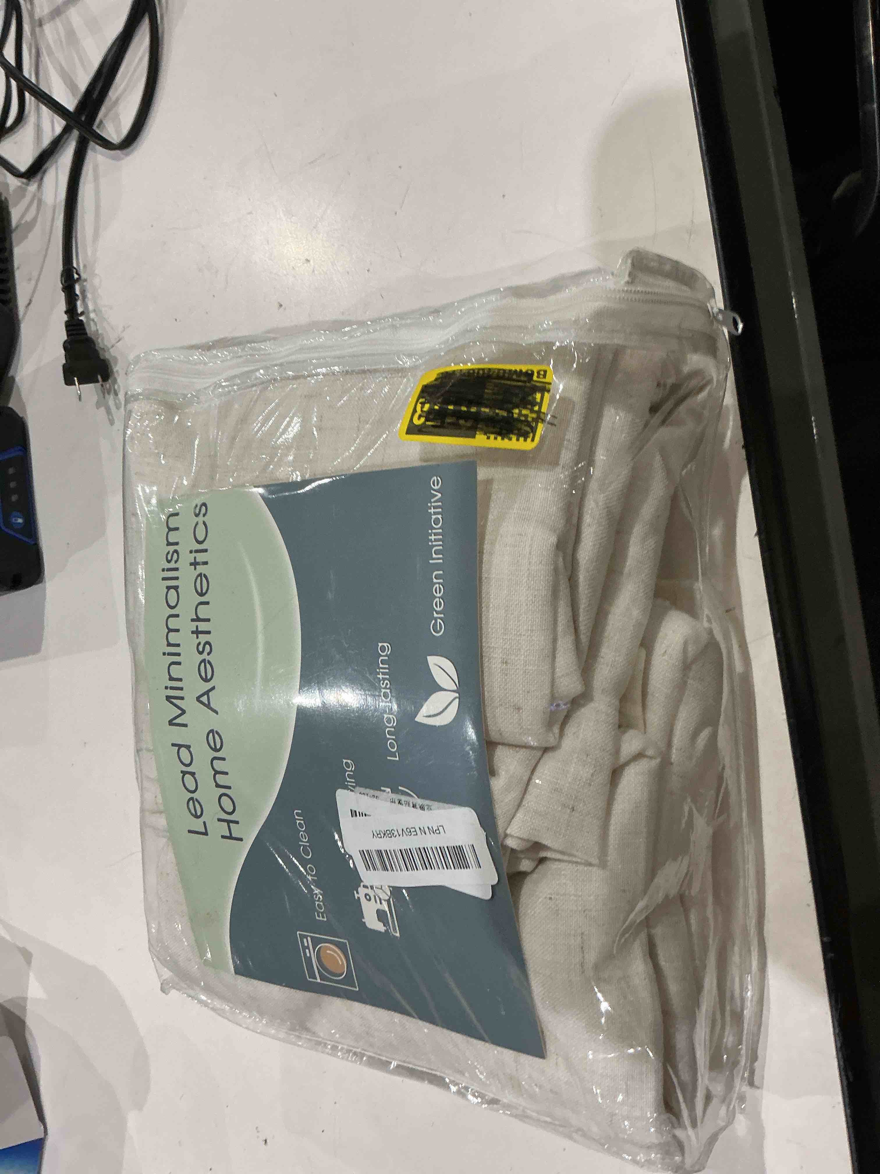 Condition photo showing As Is for extra long curtains 120 inch length 2 panels back tab neutral farmhouse drapes light filtering semi sheer linen curtain 120 inches long for floor to ceiling window patio sliding door cream 10 ft 52\"w x 120\"l (pack of 2) natural