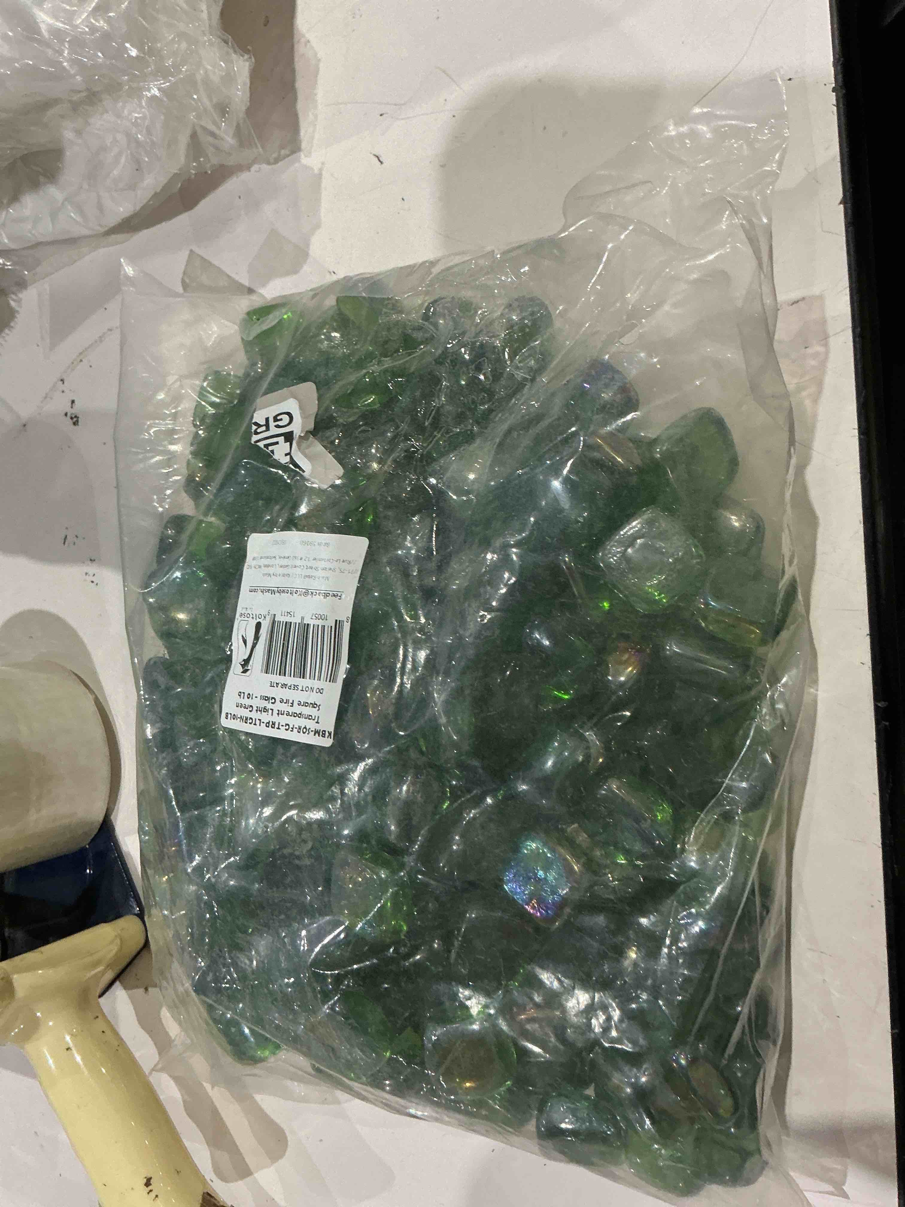 green fire glass, 10 pounds of 1 in. premium tempered square fire pit glass, high luster fireglass f