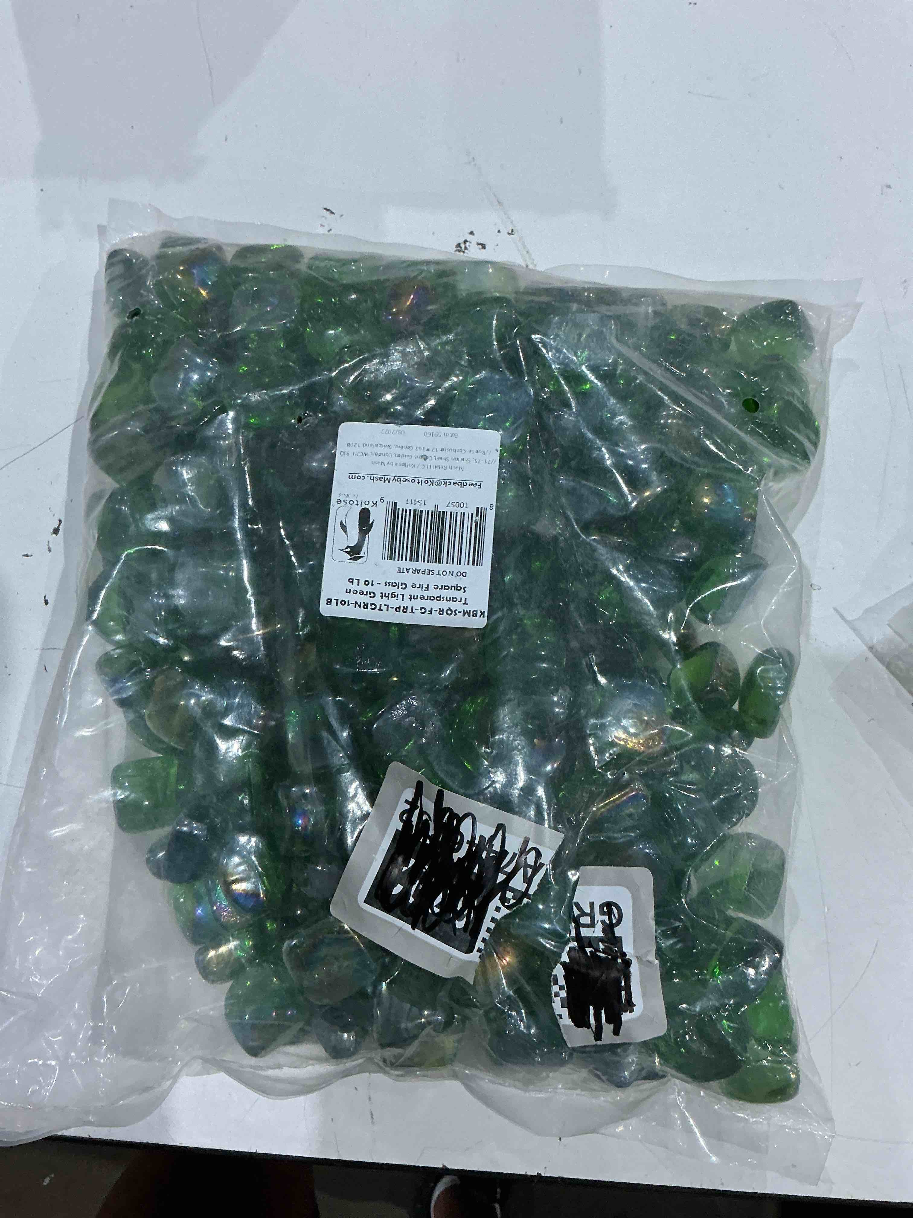 green fire glass, 10 pounds of 1 in. premium tempered square fire pit glass, high luster fireglass f