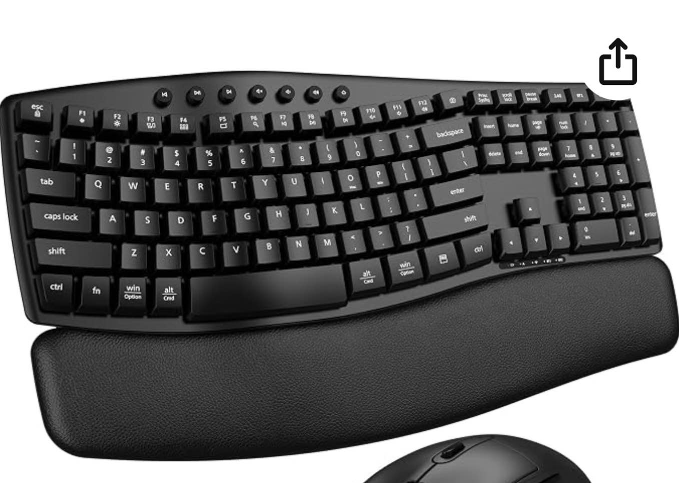 ergonomic wireless keyboard mouse combo, edjo bluetooth/2.4g dual-mode connection, soft foam wrist rest, silent typing, waves key design and 3-level dpi adjustable wireless mouse for windows, mac os