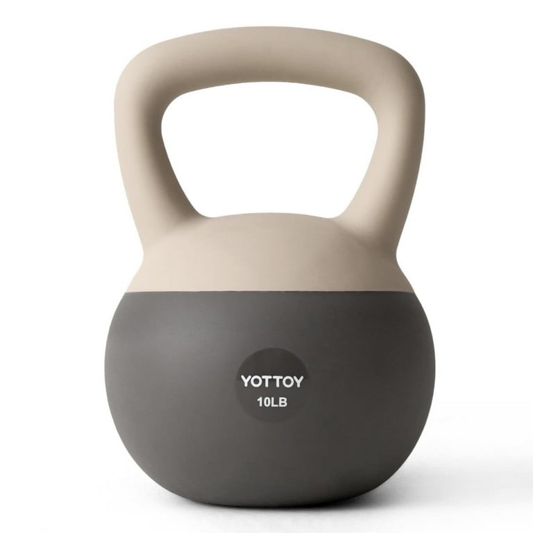 15LB White YOTTOY Soft Kettlebell — Cushioned Base, Wide Non-Slip Handle