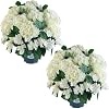 artificial hydrangea bush – 20 inch potted faux hydrangea plant, uv resistant outdoor hydrangea artificial plants for front porch, garden, patio & indoor decor