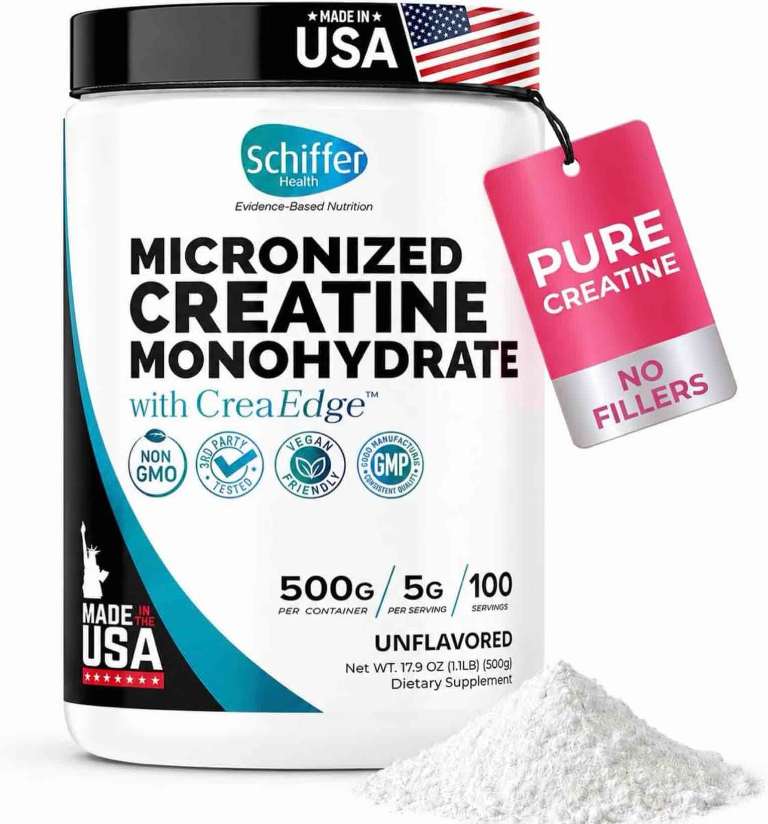 creatine monohydrate powder 500g – supports muscle growth, strength & cognitive function*, 5g per serv - 100 servings, pure micronized creatine for enhanced performance, unflavored, 17.9 oz