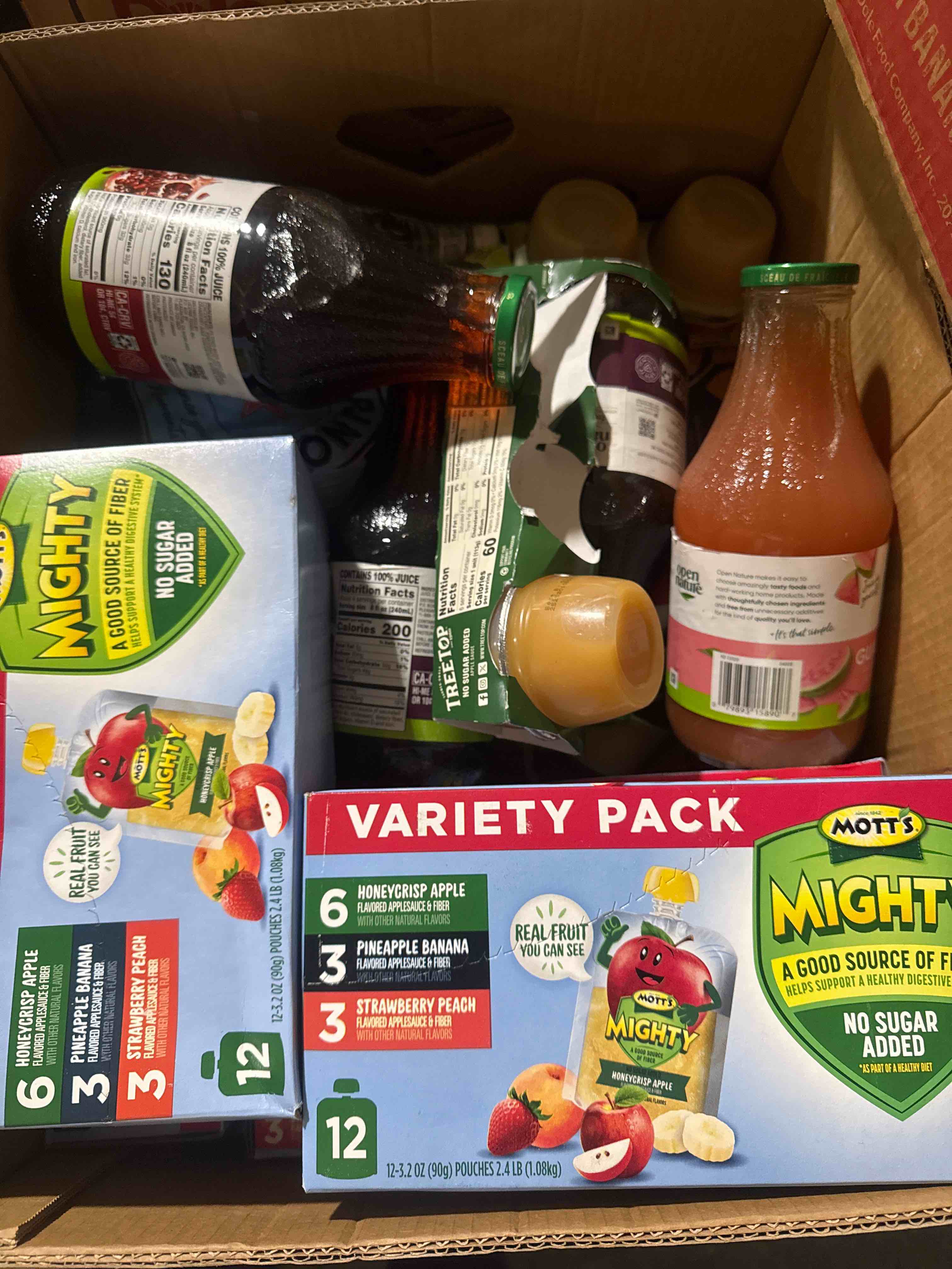 box of assorted grocery products