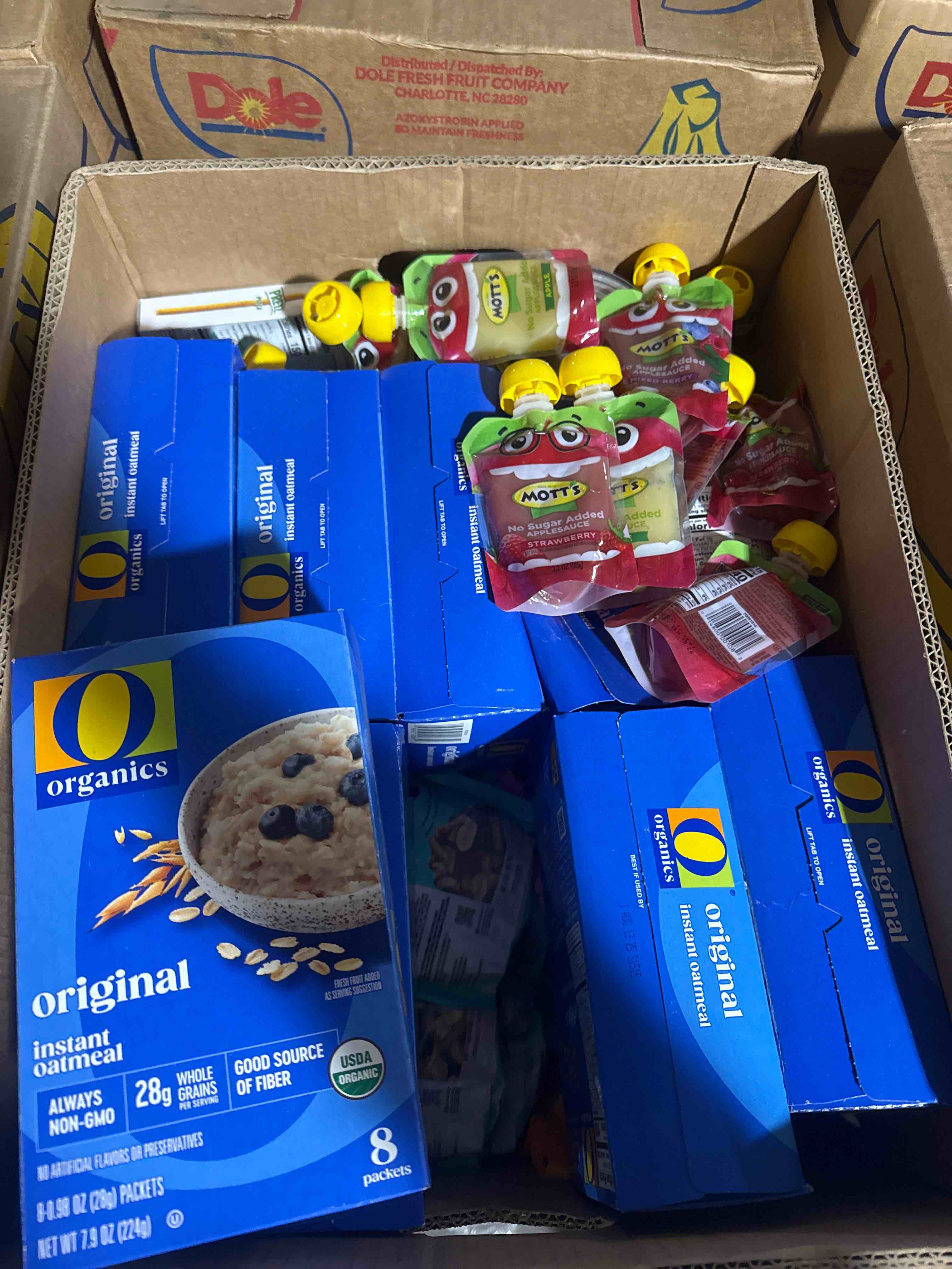 box of assorted grocery products