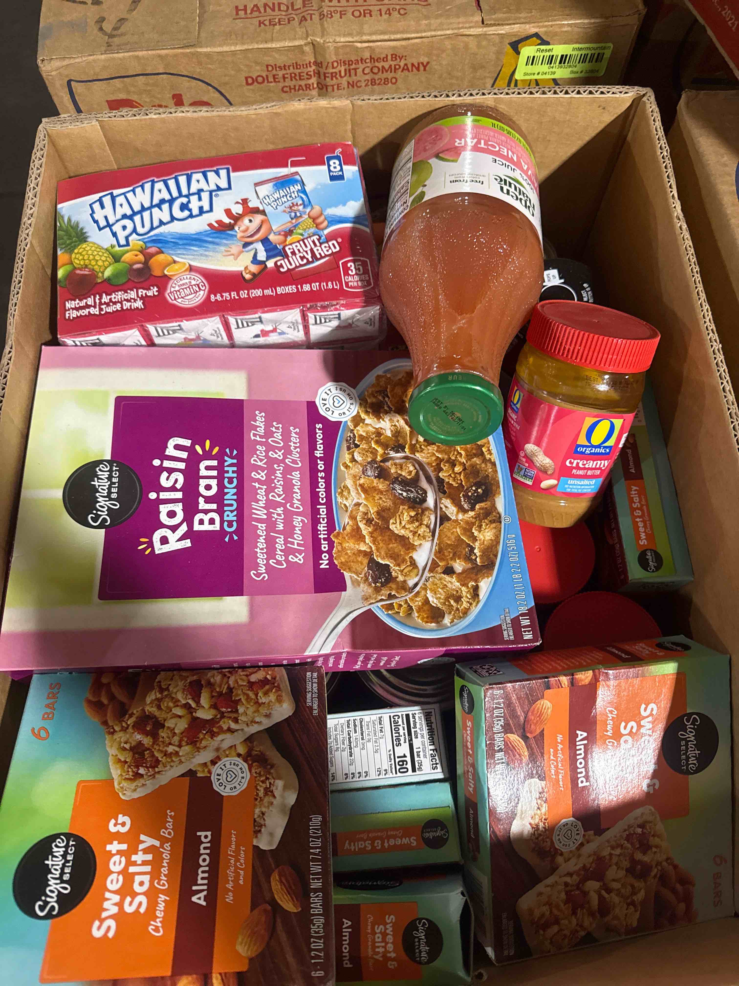box of assorted grocery products