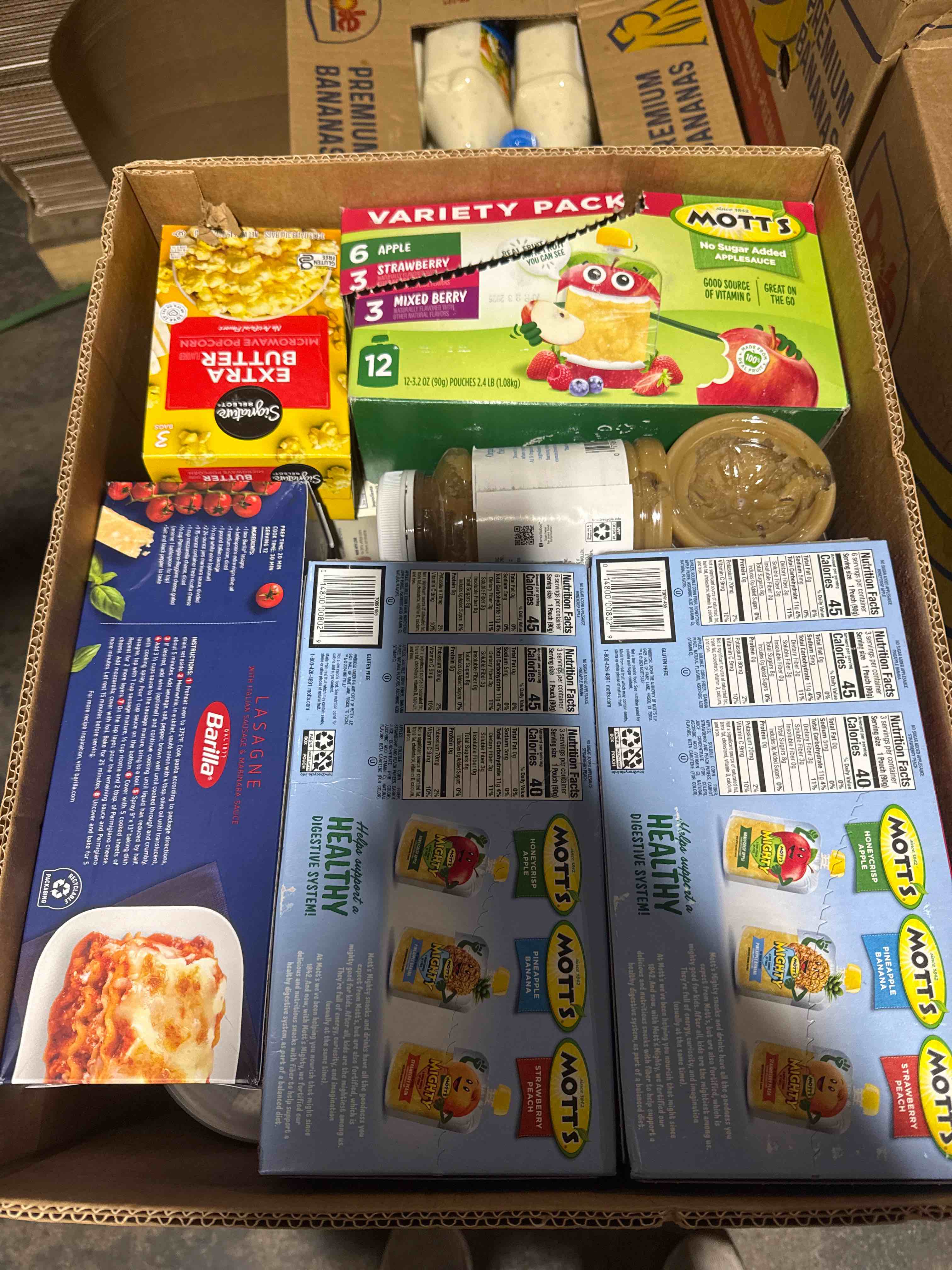 box of assorted grocery products