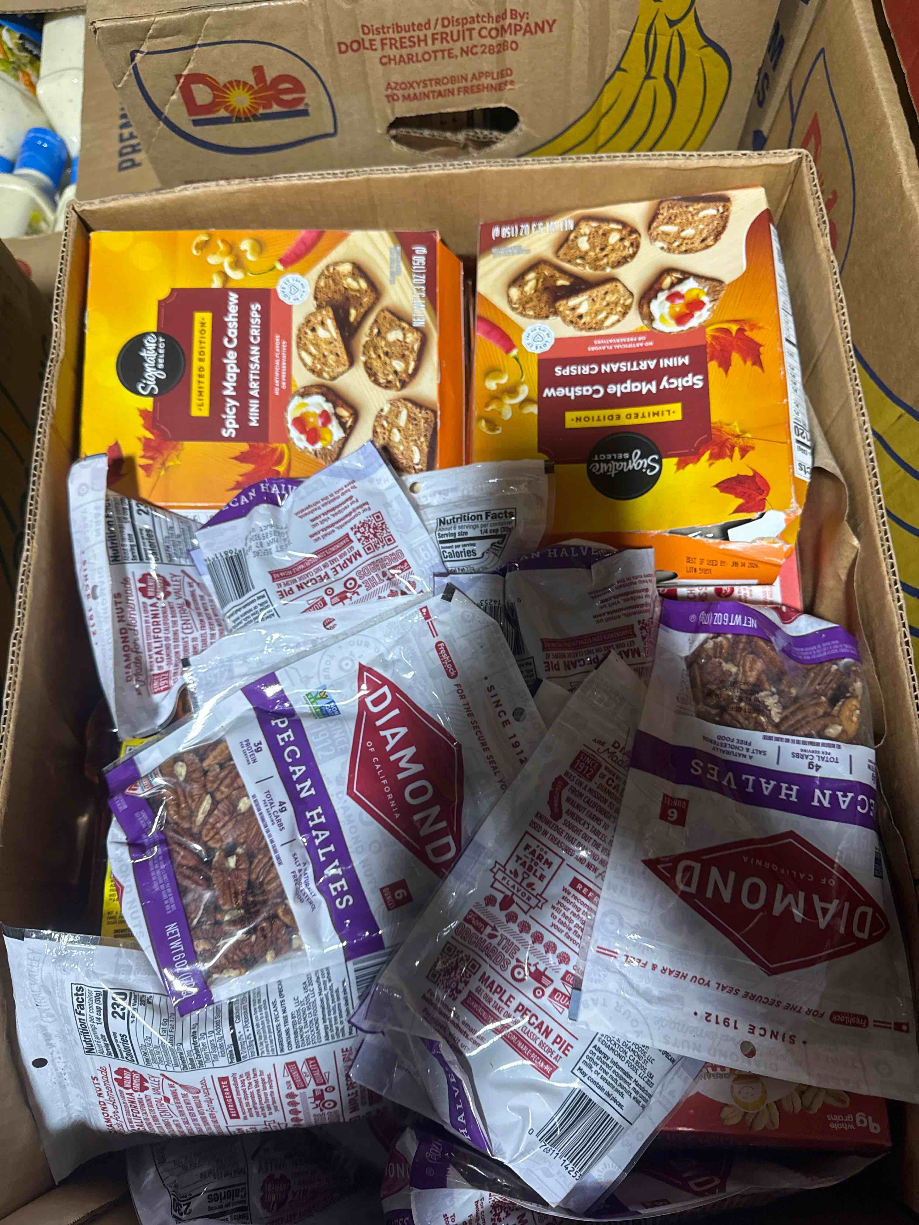 box of assorted grocery products