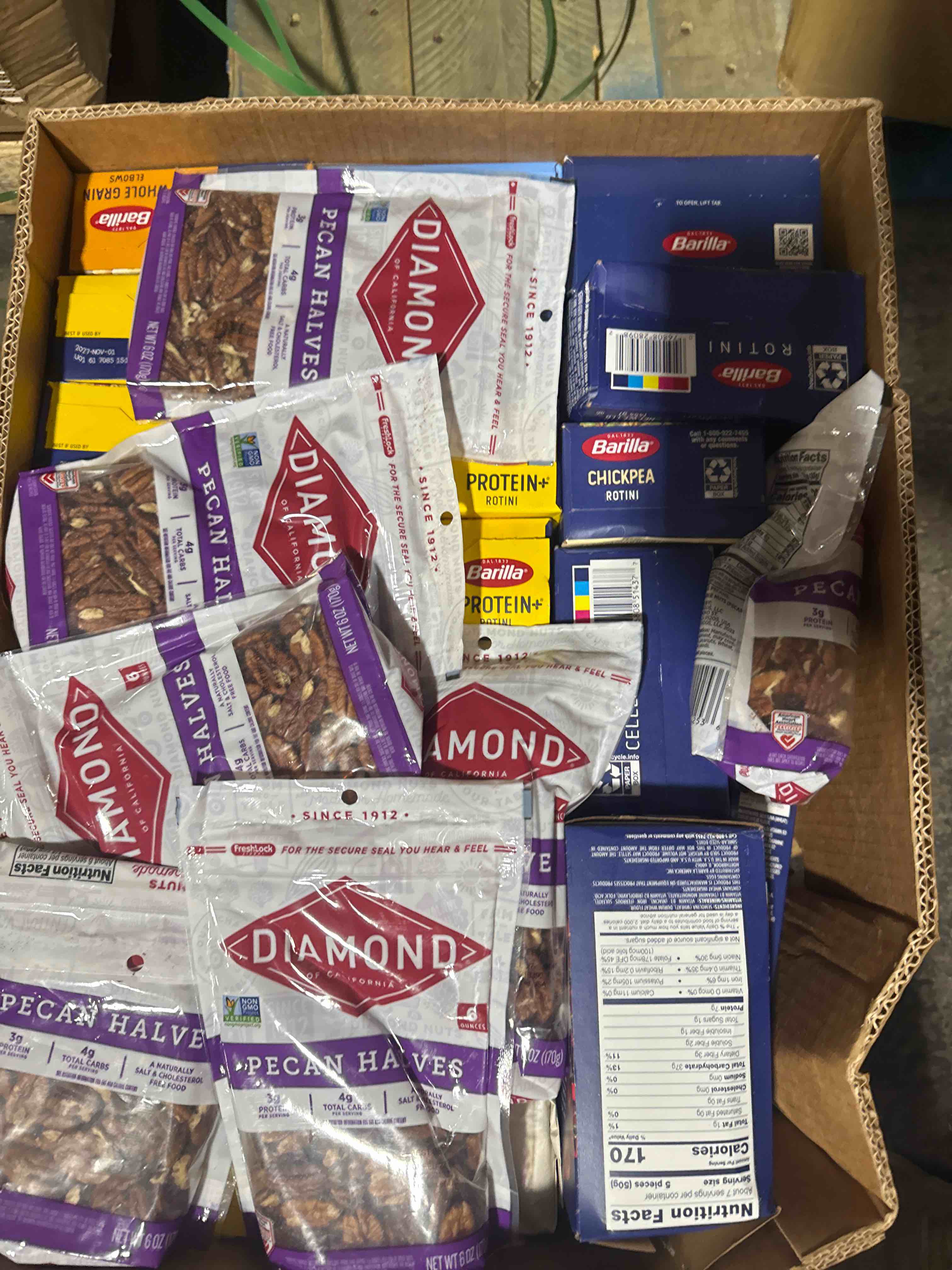 box of assorted grocery products