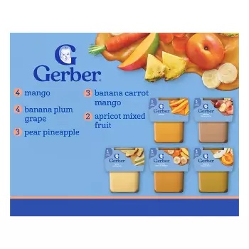 Gerber Non-GMO Stage 2 Fruit & Veggie Baby Food Puree Variety Pack - 128oz?/16ct