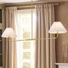 2 light linear pleated fabric pendant light 