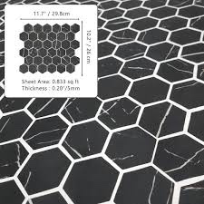 11.7”x10.2” hexagonal recycled glass marble looks floor wall 