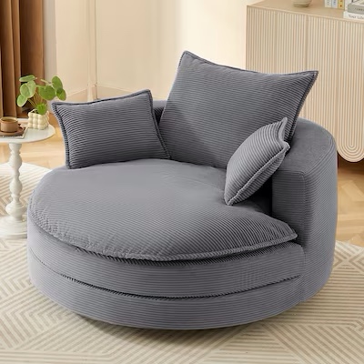 ModernLuxe Assembly Required Swivel Sofa Chair Accent Barrel Chair 57.5inch Swivel Round Chair