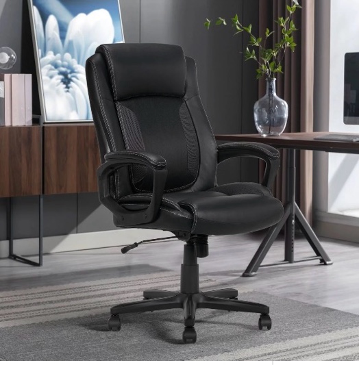 Serta Mid Back Lumber Support and Swivel Office Desk Chair, Black