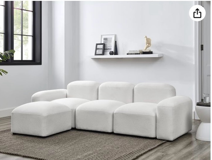Similar to ECLYL Modular Sectional Sofa L Shaped Sectional Sofa Couch with Ottoman Reversible Chaise Sofa Set Modern Luxury 3-Seater Sofa Couches for Living Room Convertible Sectional Sofa (Ivory)