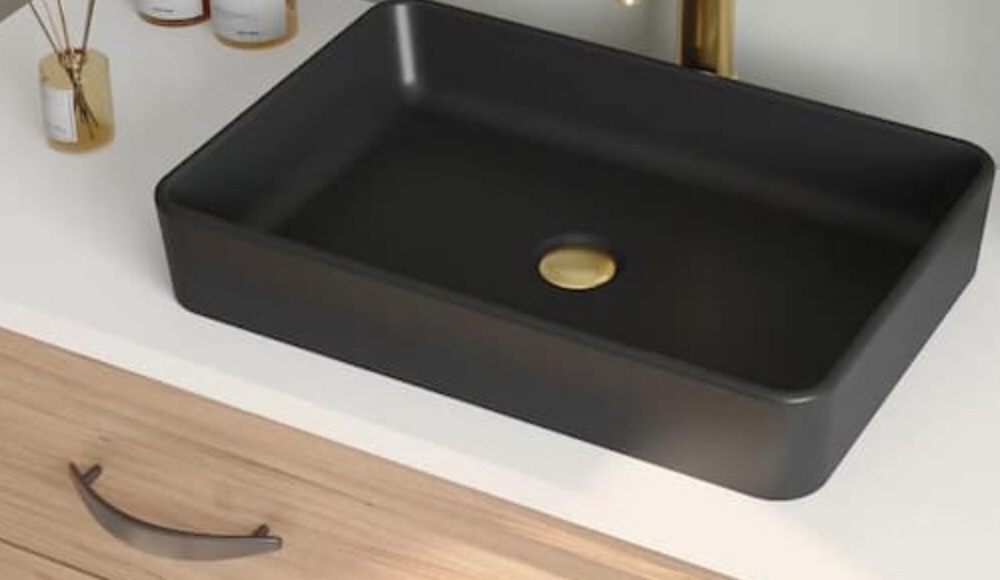 20 in. x 13.4 in. rectangular vessel bathroom sink in matte black ceramic with faucet not included