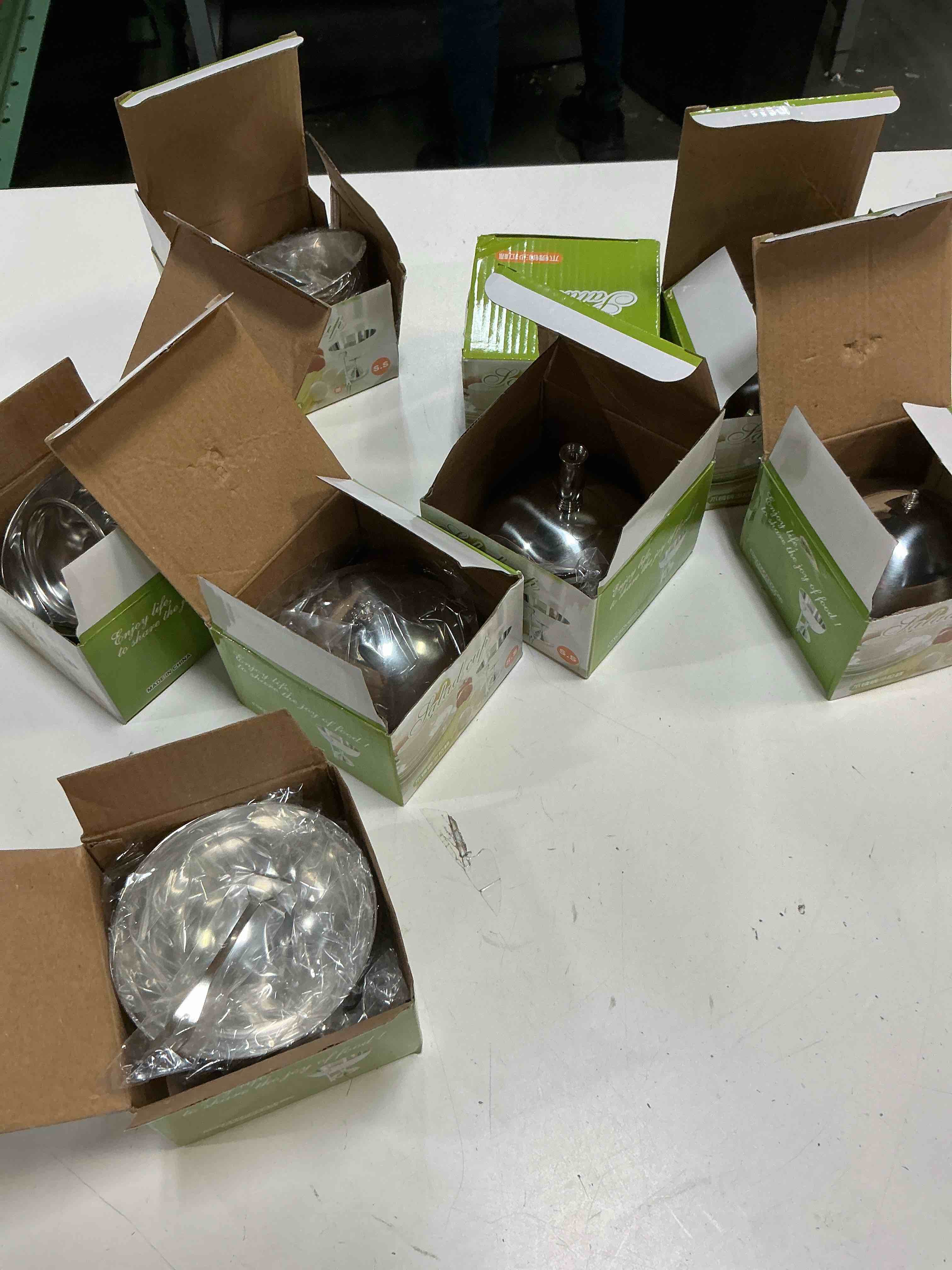 Condition photo showing New/Like New for 8 set ice cream cups with forks, stainless steel footed bowls 6.7 oz serving dessert cups silver bowl bulk for pudding ice cream fruit summer party supplies