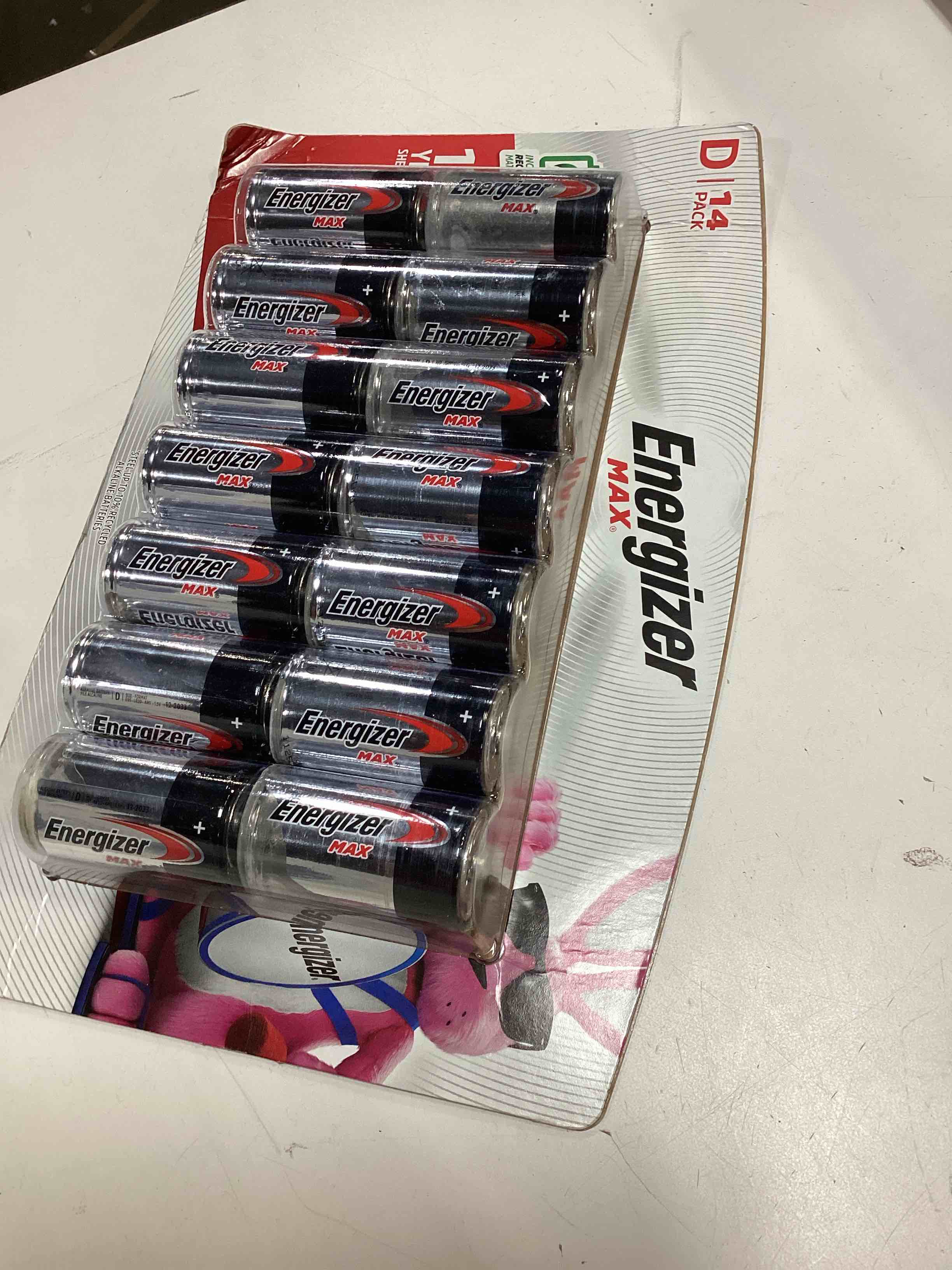 Condition photo showing New/Like New for energizer max d batteries d cell alkaline batteries (14 count)