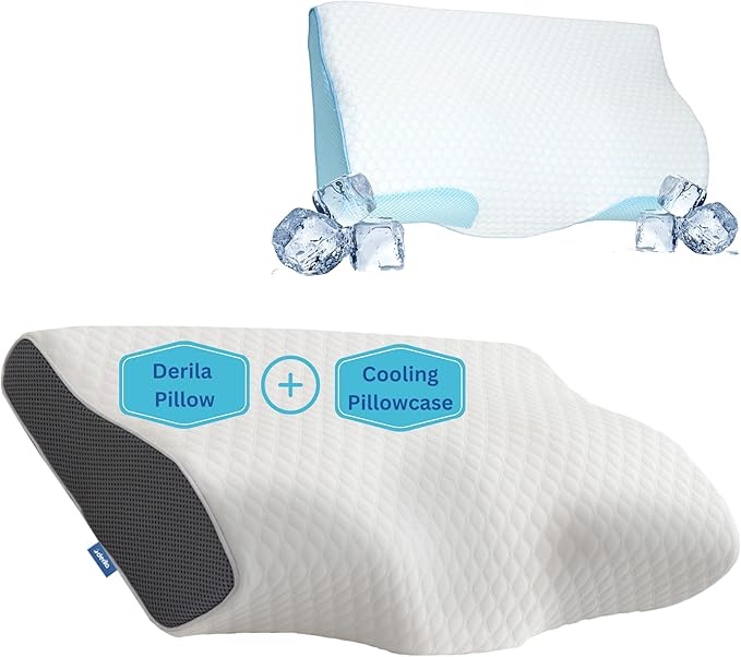 derila cooling pillowcase optimal temperature control for your memory foam pillow for perfect sleep. quality material white pillow cover standard (19.7\" x 11.8\" x 3.9\") cooling pillowcase | white