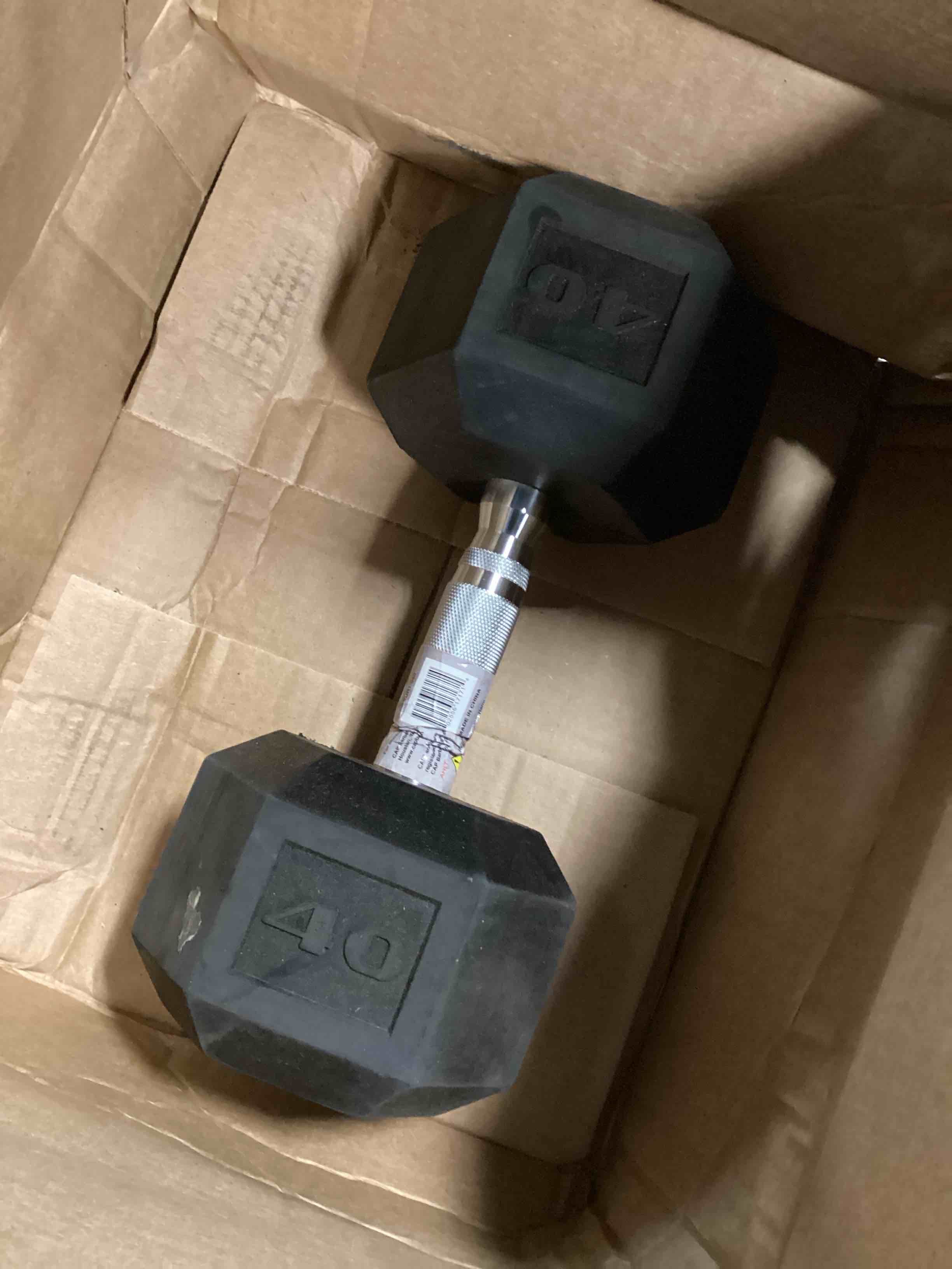 Condition photo showing Good Condition for cap barbell 40lb rubber hex dumbbell single