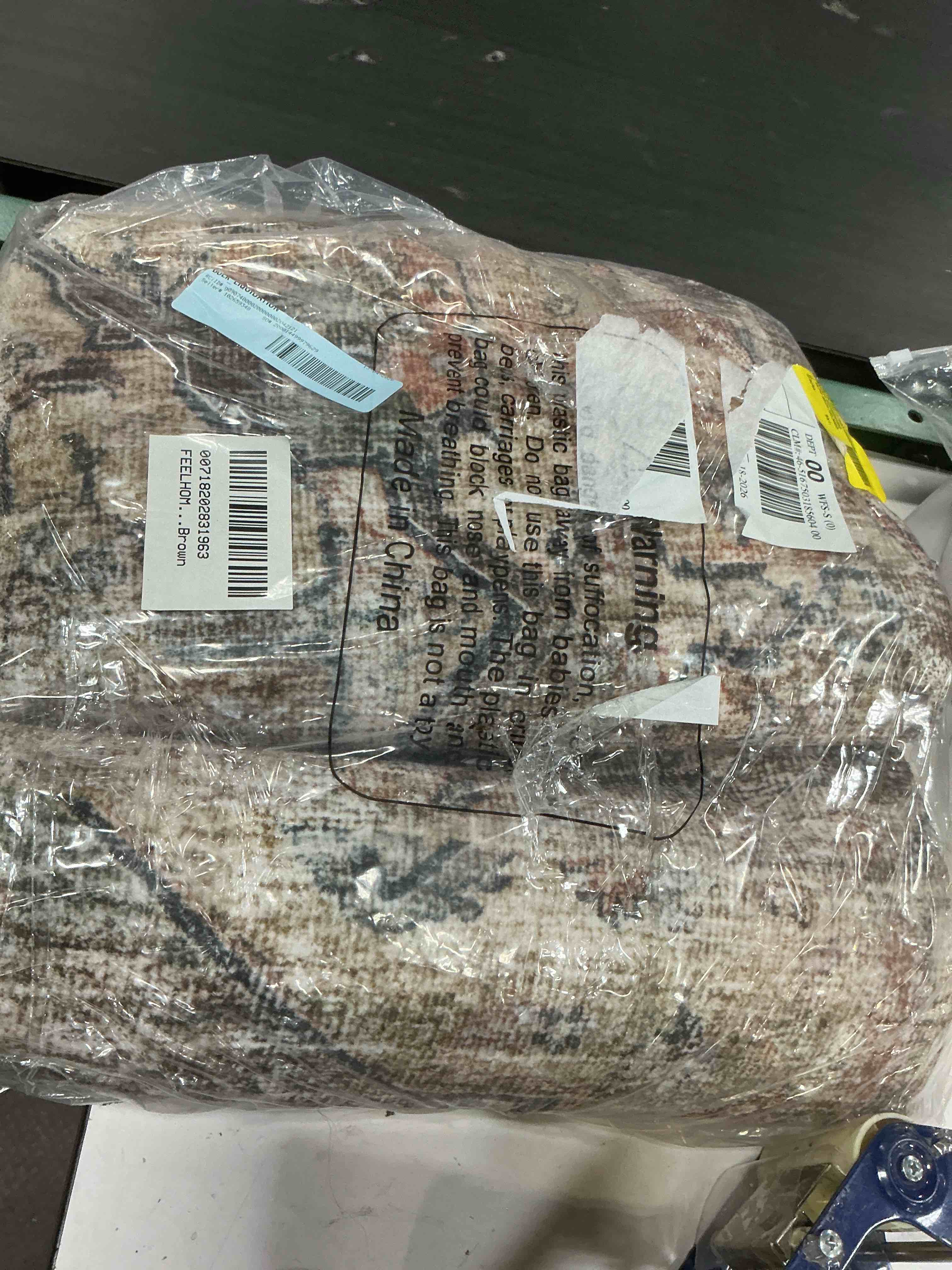 Condition photo showing Good Condition for feelhome 5 x7 area rug machine washable soft vintage distressed non slip carpet for living room bedroom dining room brown