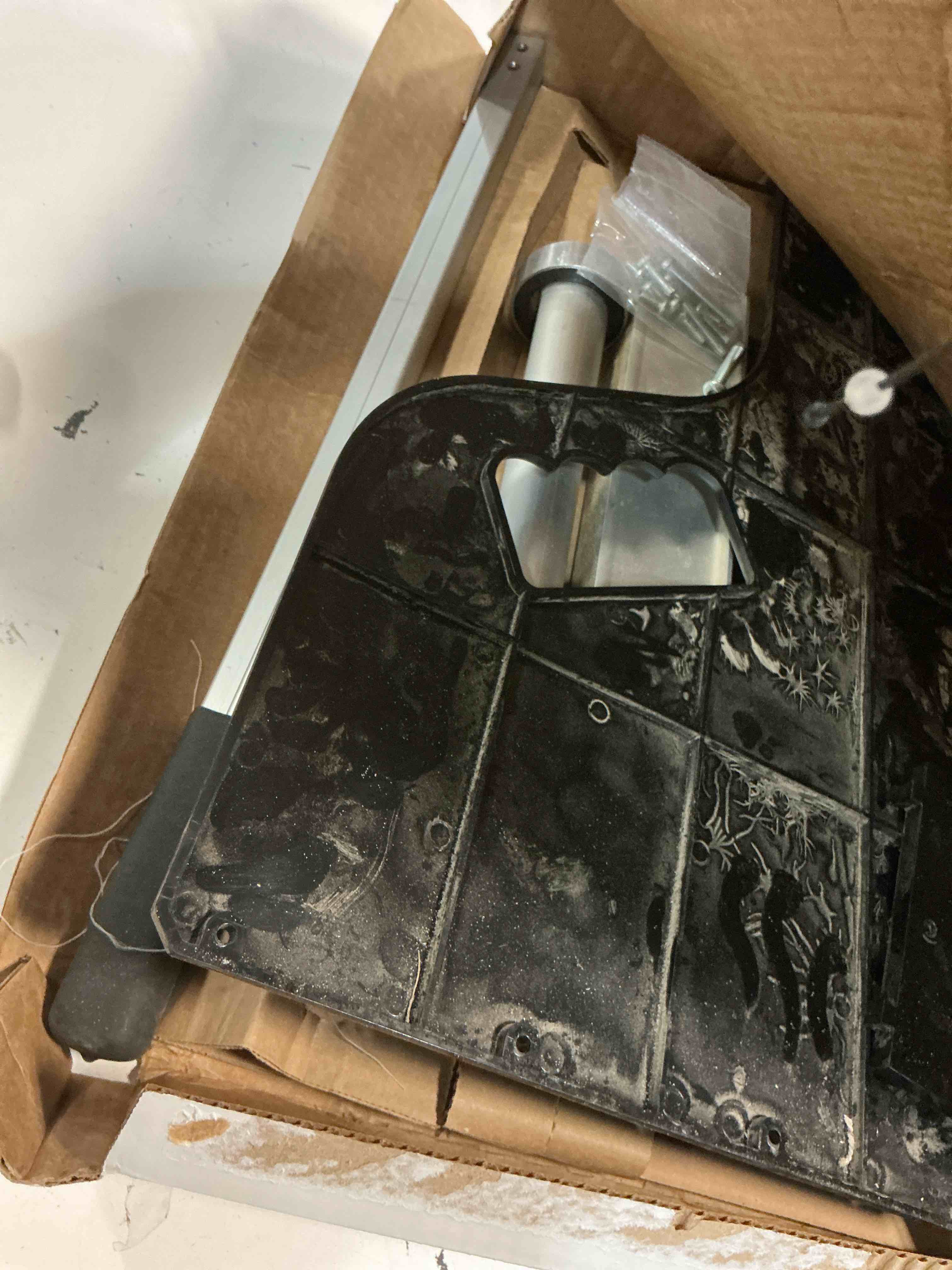 Condition photo showing As Is for marshalltown ultra-lite flooring cutter 13", made in the usa, cuts vinyl plank, laminate, engineered hardwood, siding, and more - honing stone included