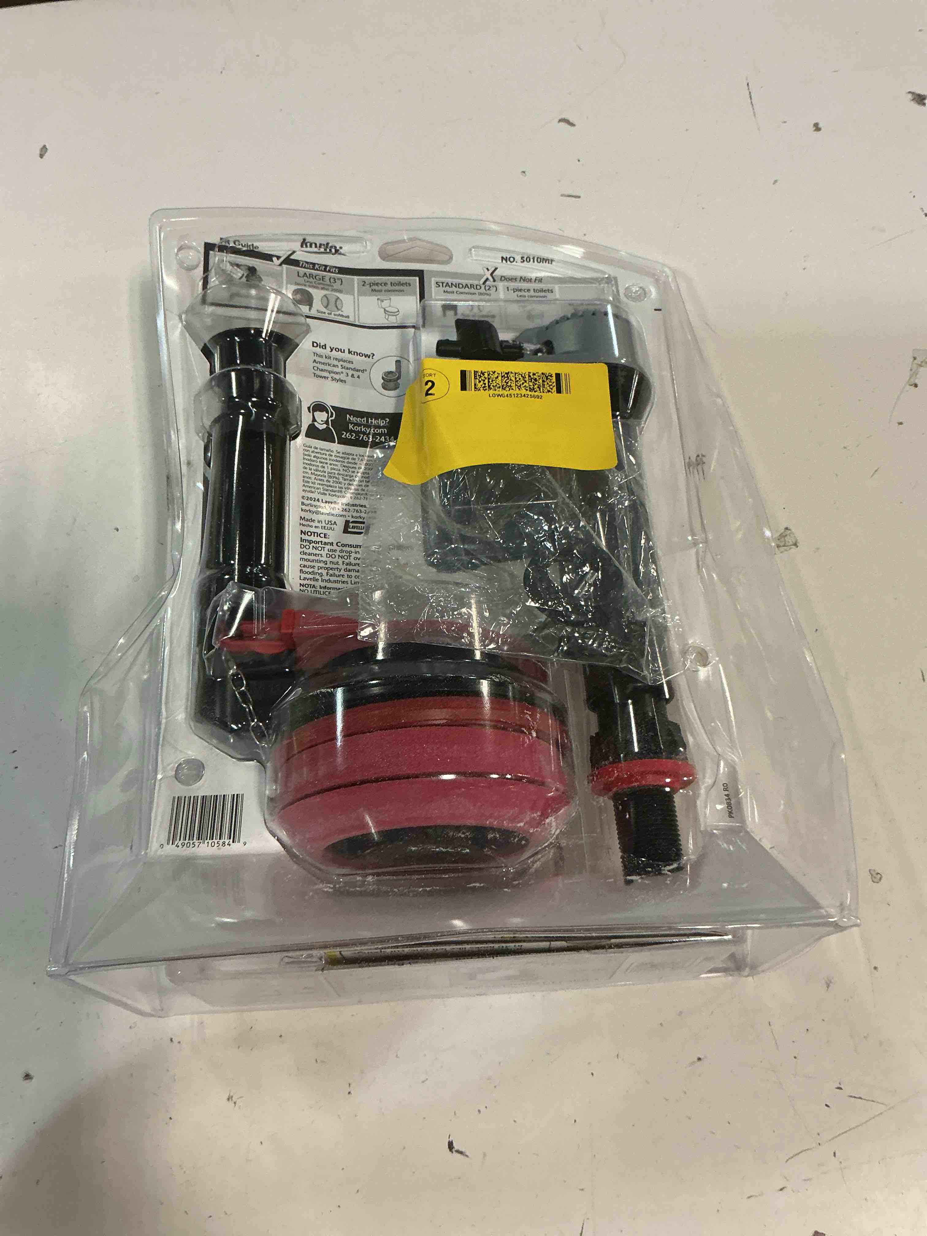 Condition photo showing Good Condition for korky complete toilet repair kit - size: large 3-inch - fixes: running, noisy, no/slow refill, and no/weak flush toilets - easy to install, 5010mp