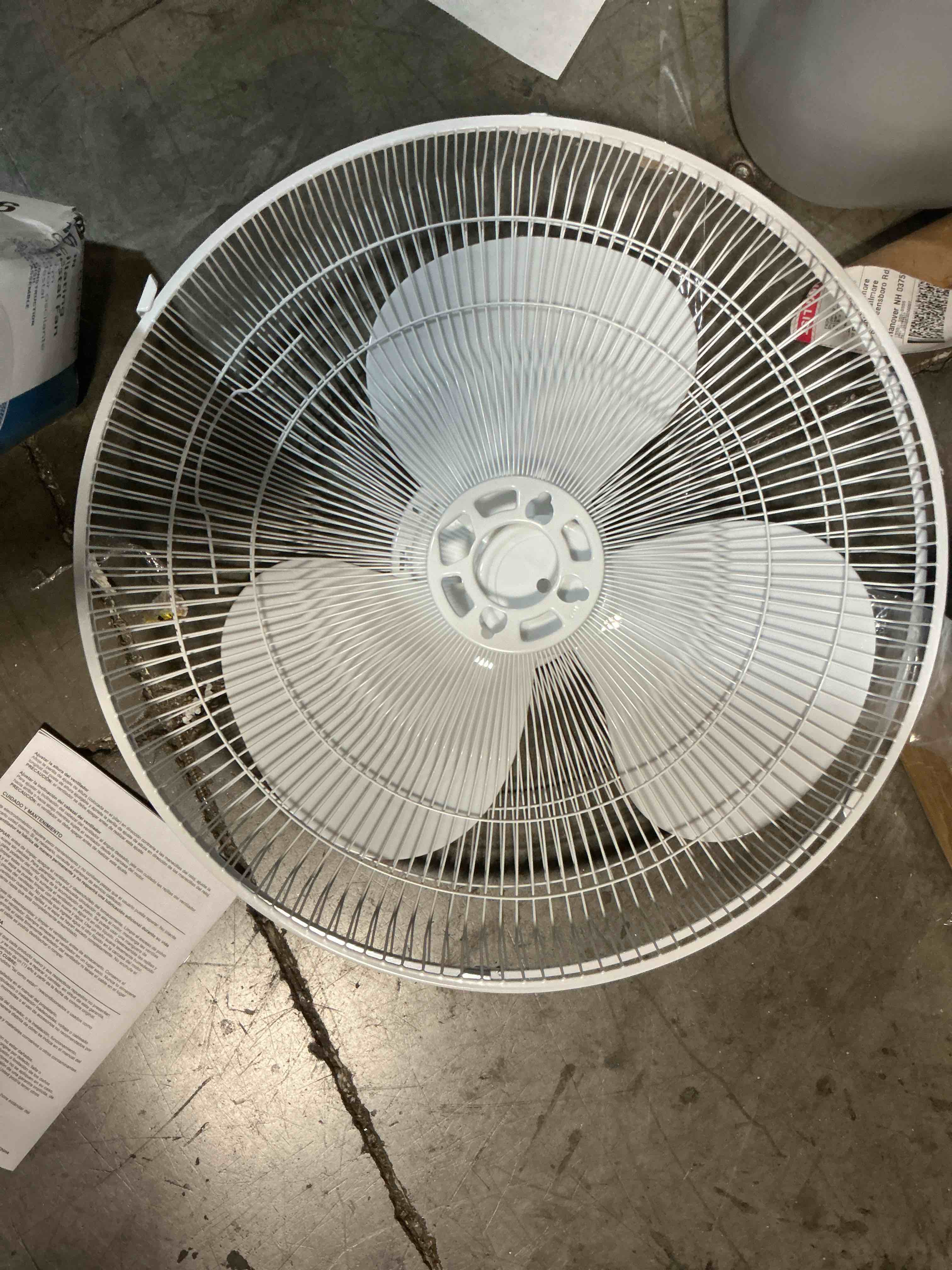 Condition photo showing As Is for  utilitech 16-in indoor oscillating pedestal fan, in white