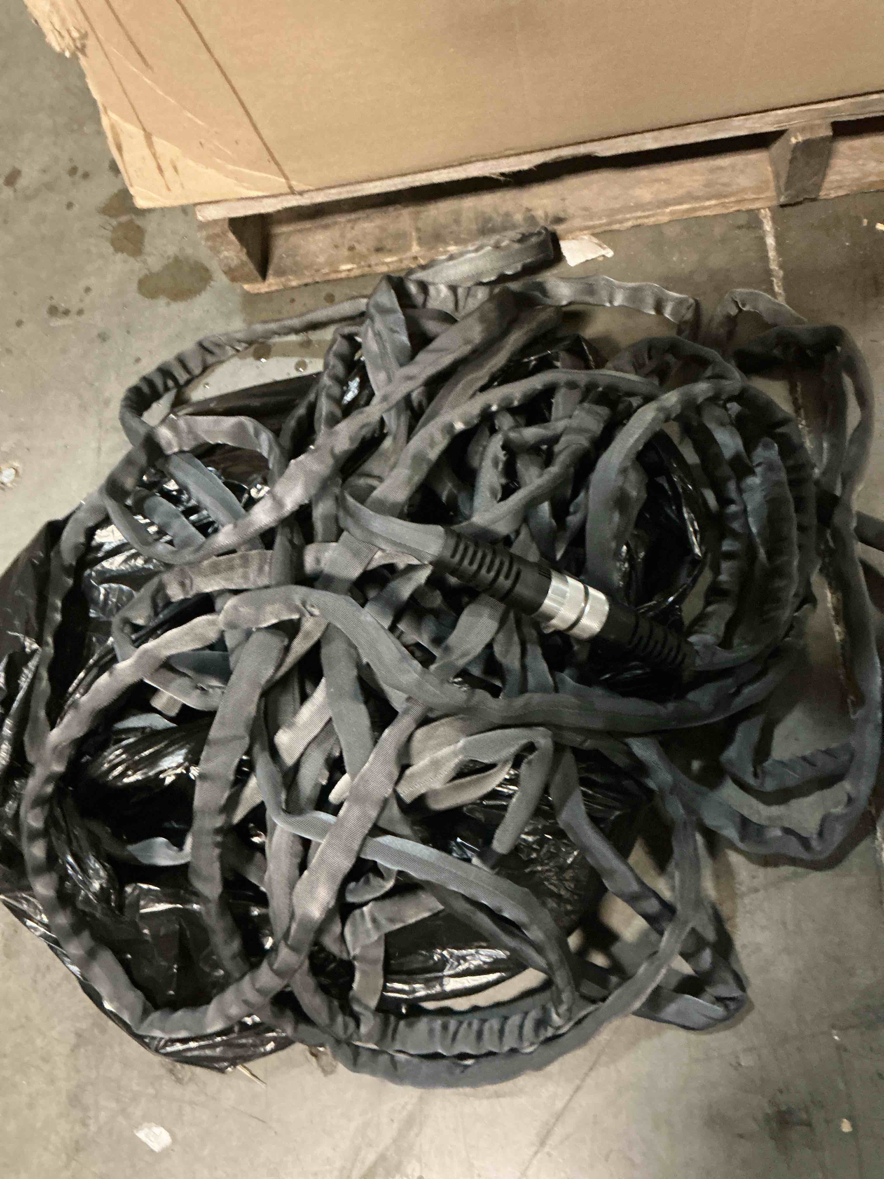 Condition photo showing As Is for apex zero-g 4001-100 garden hose  5/8 in  100 ft l  coupling  fiber  gray