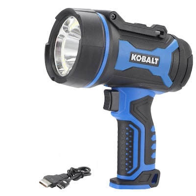kobalt 5000-lumen 3 -adjustable mode led rechargeable spotlight flashlight