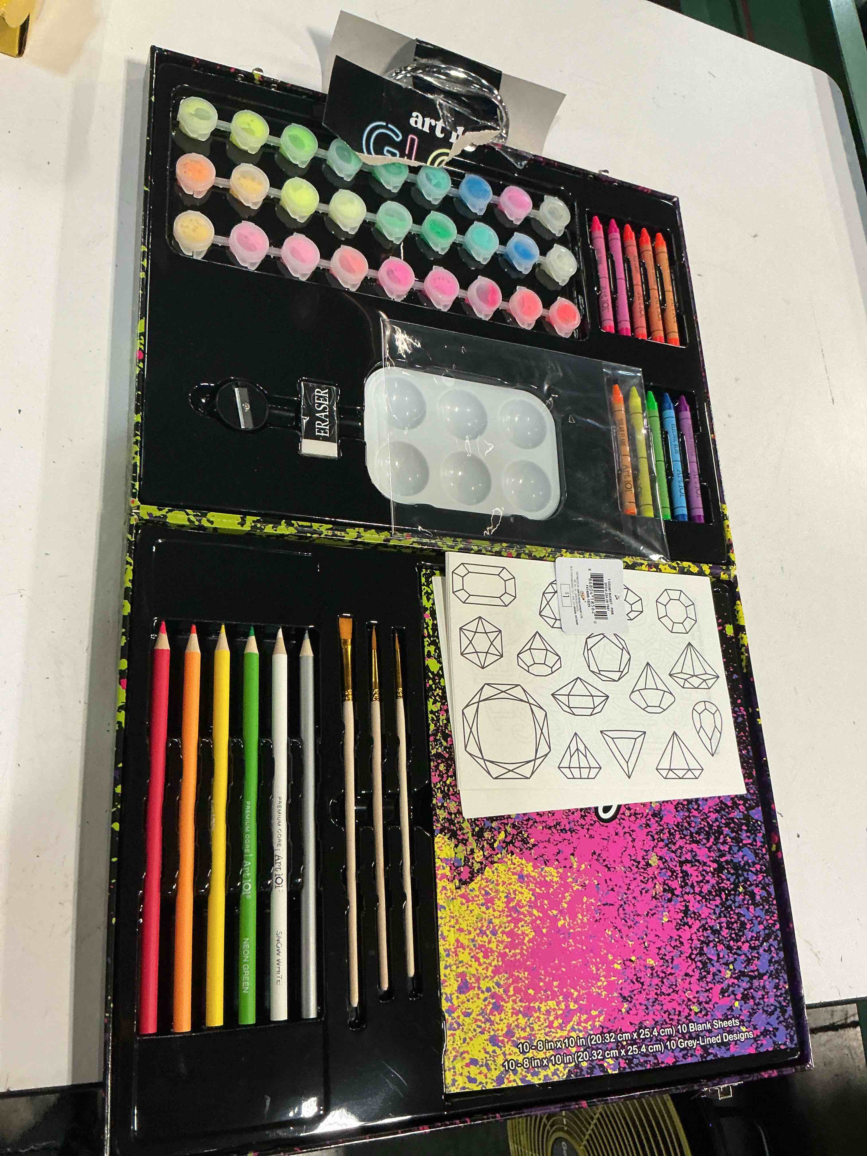 Condition photo showing New/Like New for art 101 glow and neon drawing and painting art set for children and adults  61 pieces  multifunctional set