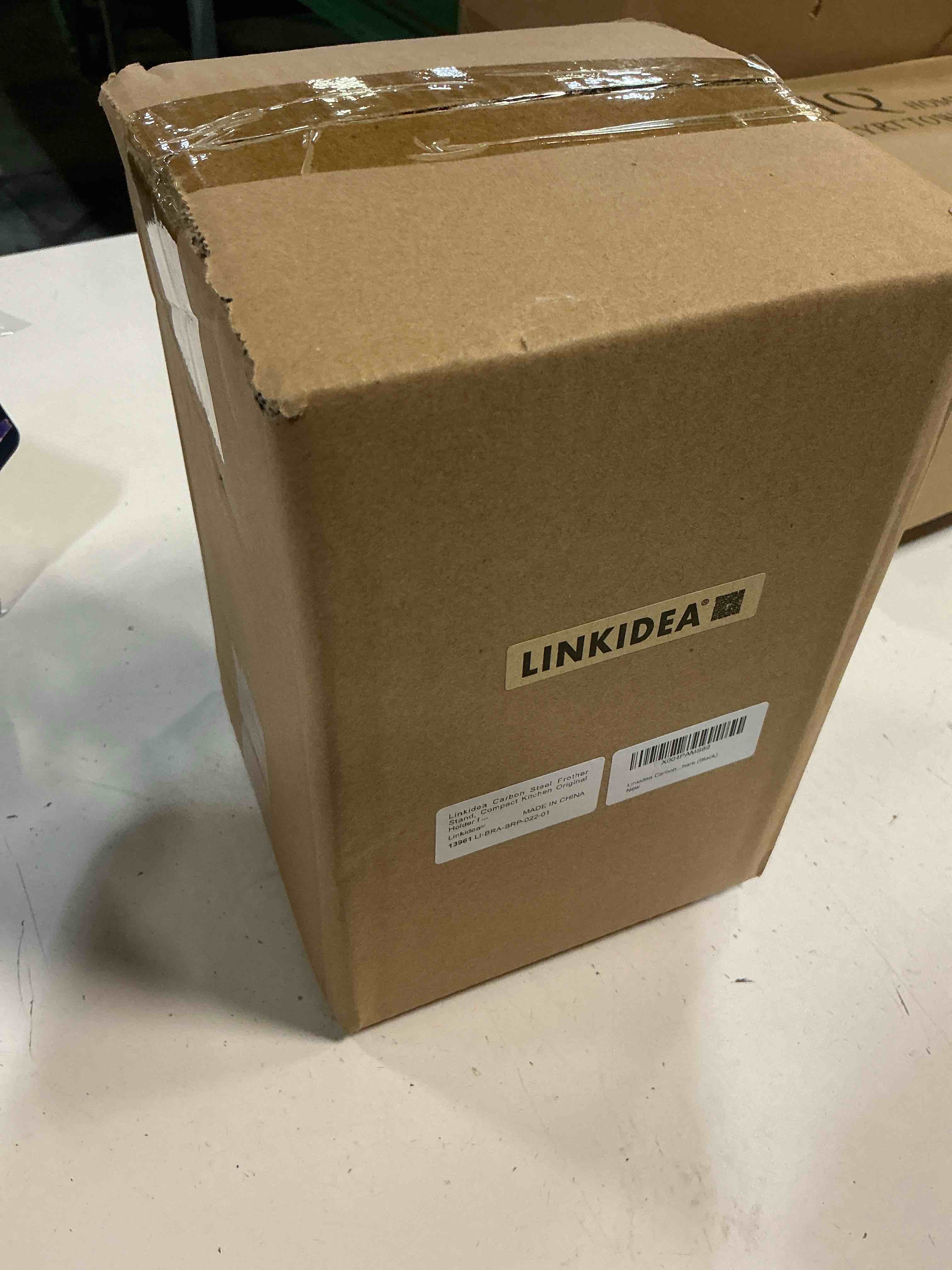 Condition photo showing New/Like New for linkidea carbon steel frother stand, compact kitchen original holder for placing, practical organizer fits multiple types of handheld frothers (black)
