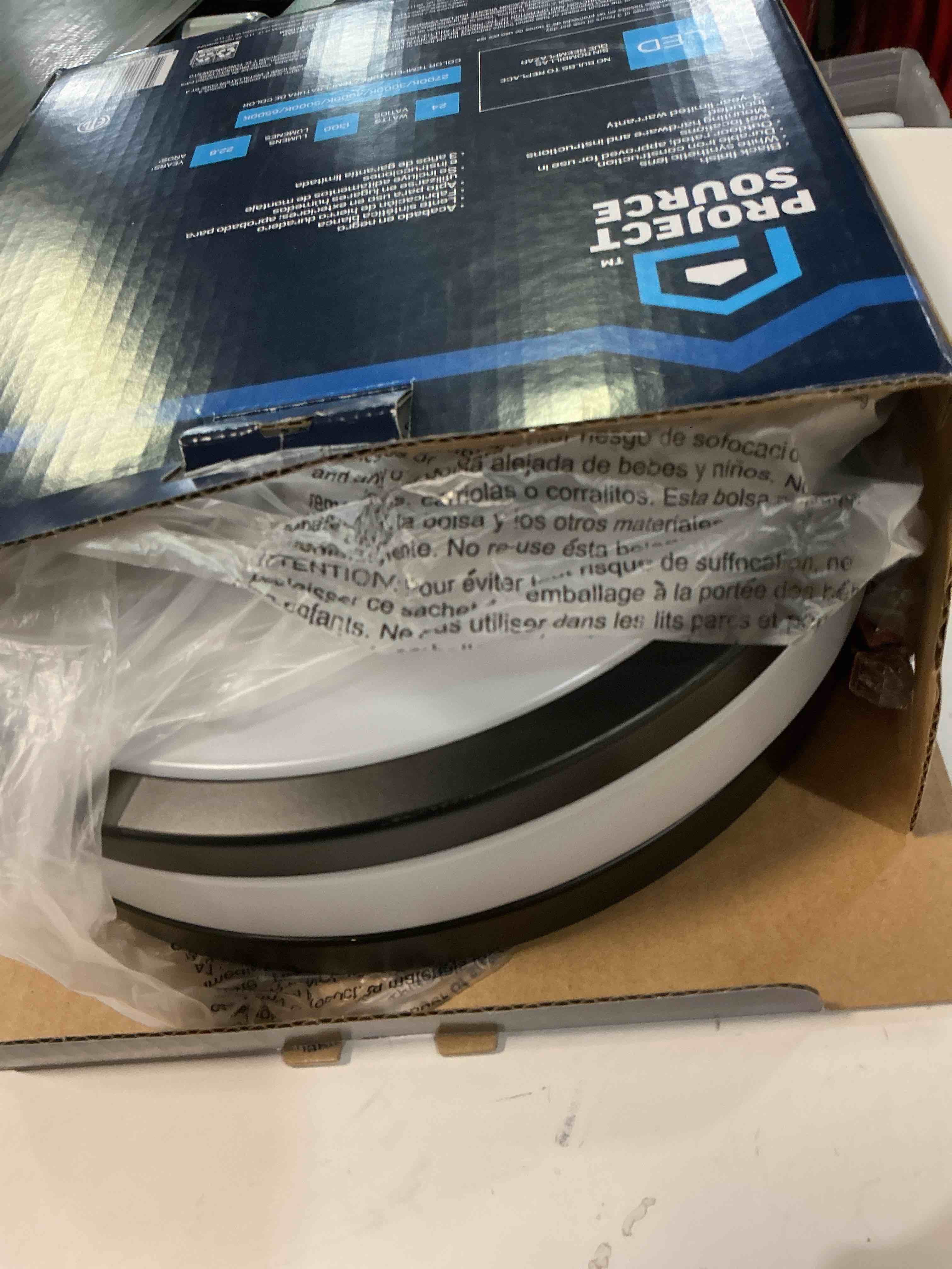 Condition photo showing Good Condition for  project source hobart 11-in black outdoor 1 -light led tunable white flush mount light