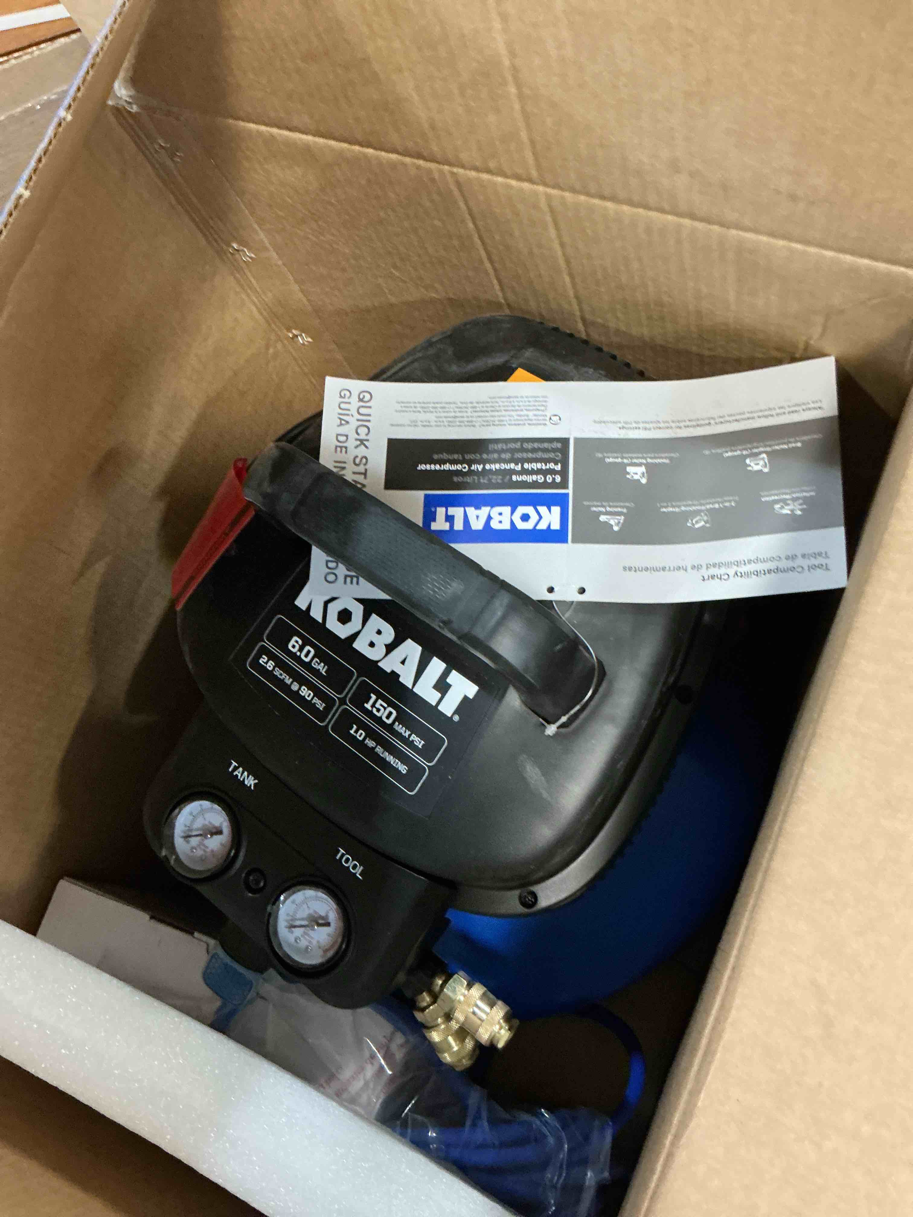 Condition photo showing Good Condition for kobalt 6-gallon portable electric 150 psi pancake air compressor