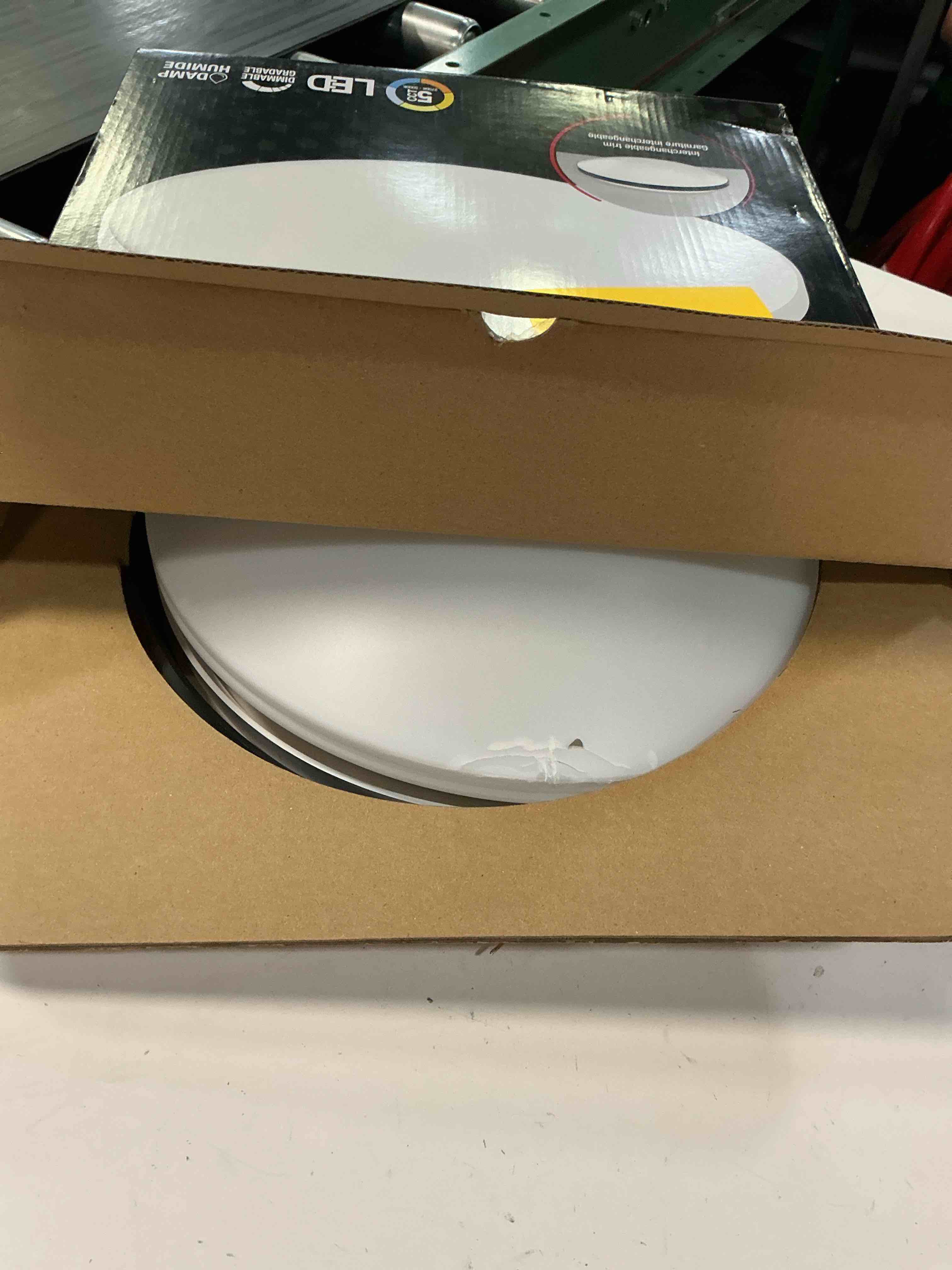 Condition photo showing As Is for juno lighting fmlr 11in sww5 90cri m4 fmlr 11 wide switchable color temperature led flush