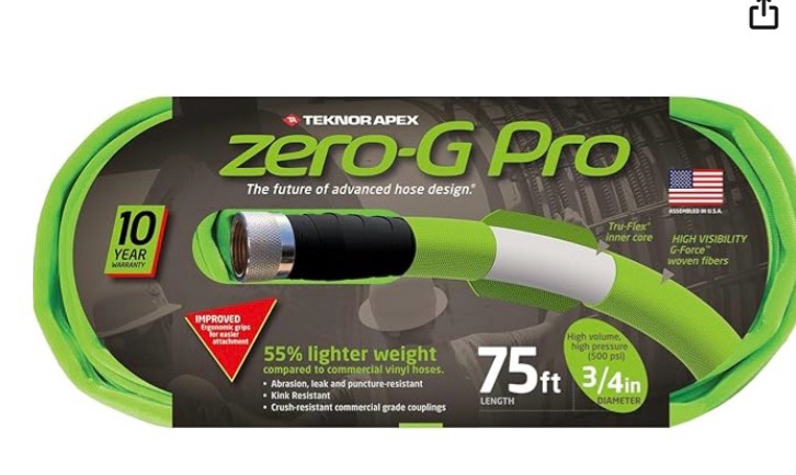 zero-g lightweight, ultra flexible, durable, kink-free garden hose, 5/8-inch by 100-feet,black (3/4" x 75'