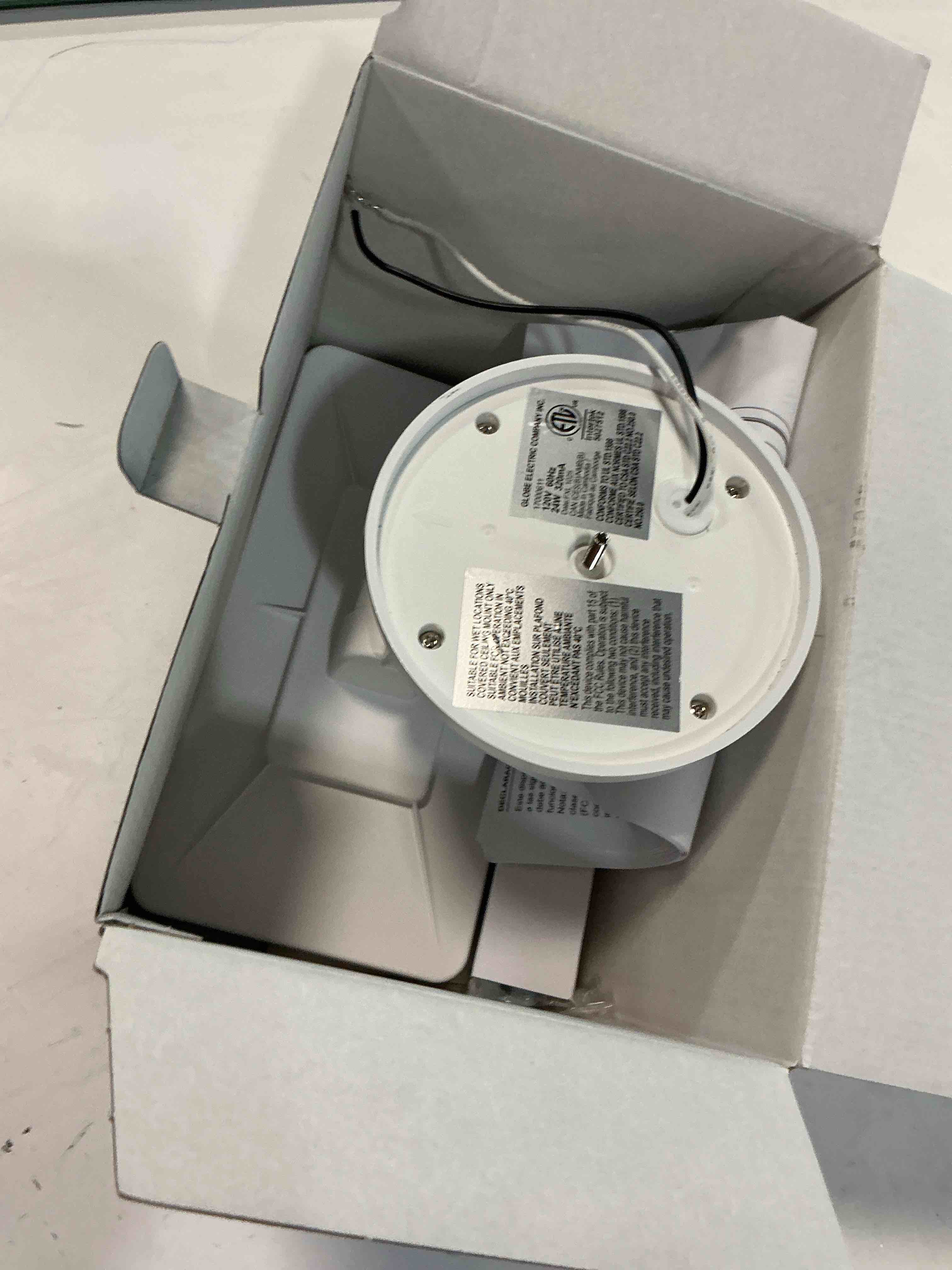 Condition photo showing As Is for  utilitech hardwired led white 1 -head dusk-to-dawn flood light 2500 -lumen