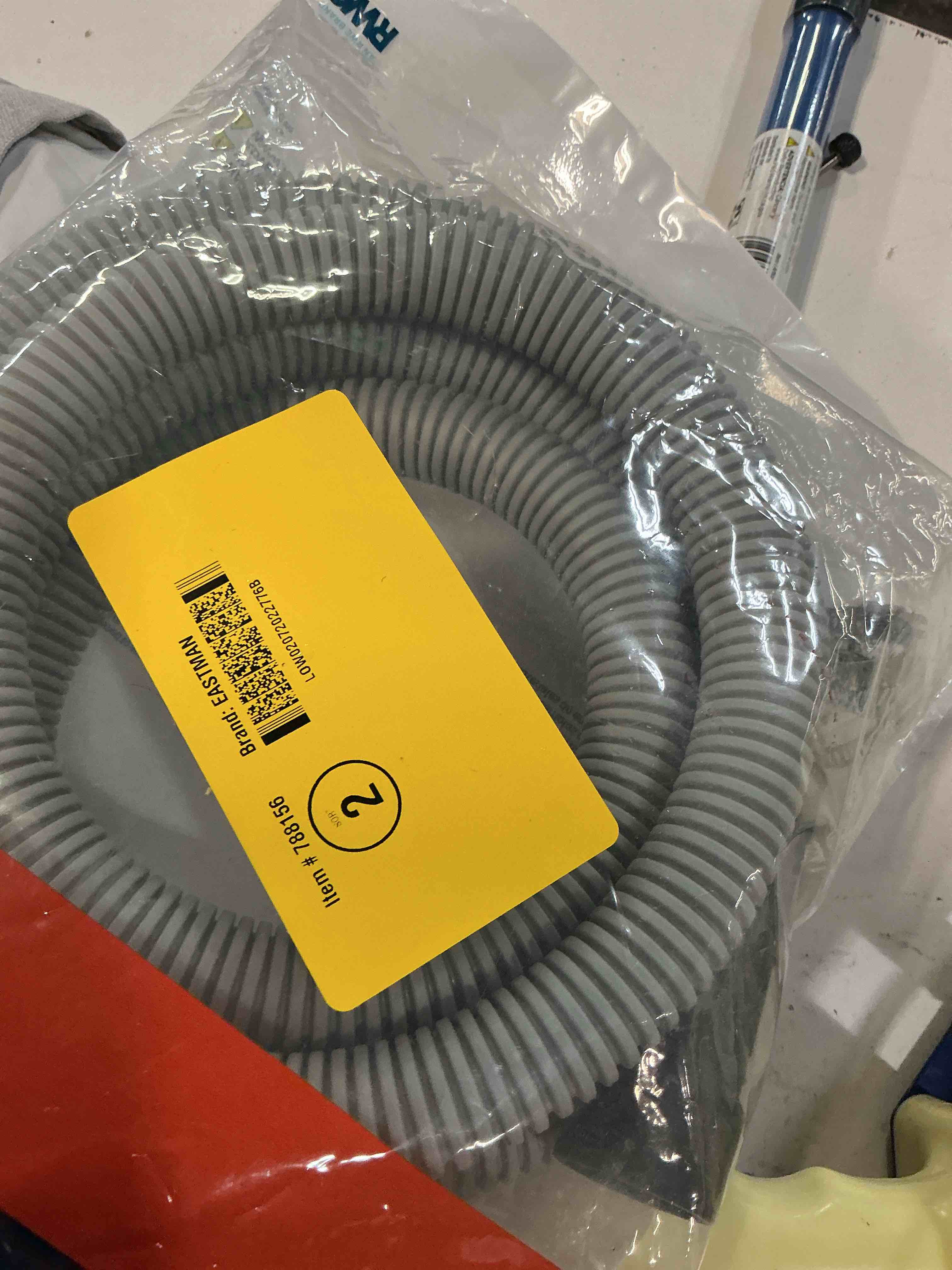 Condition photo showing As Is for eastman 8-ft l 5/8-in o.d. inlet x 5/8-in o.d. outlet pvc dishwasher drain hose