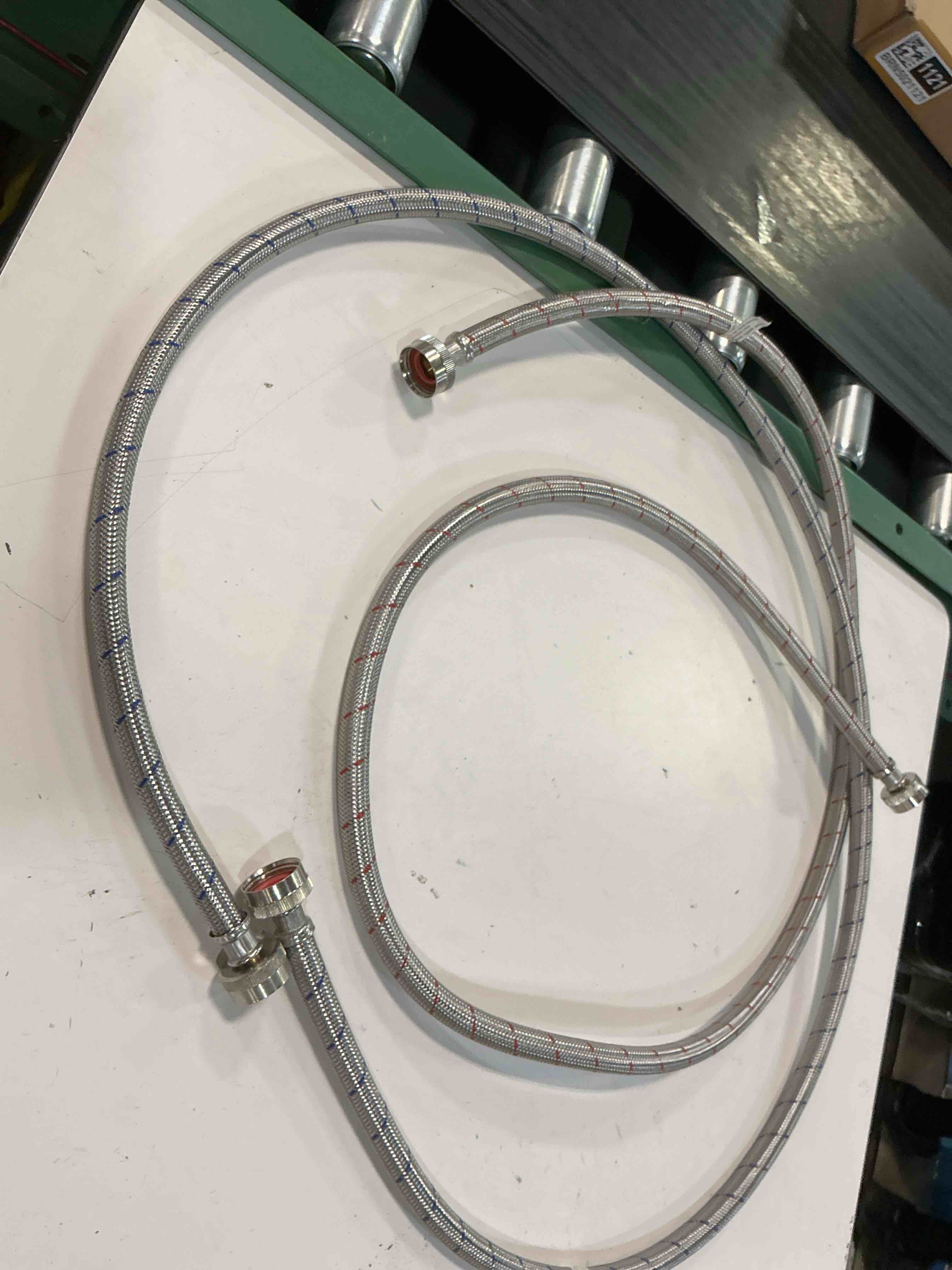 Condition photo showing As Is for 32" length faucet supply lines 3/8" comp x m10 male connector line braided stainless steel nylon sink hose extension for bathroom kitchen faucet 2pcs (1 pair)