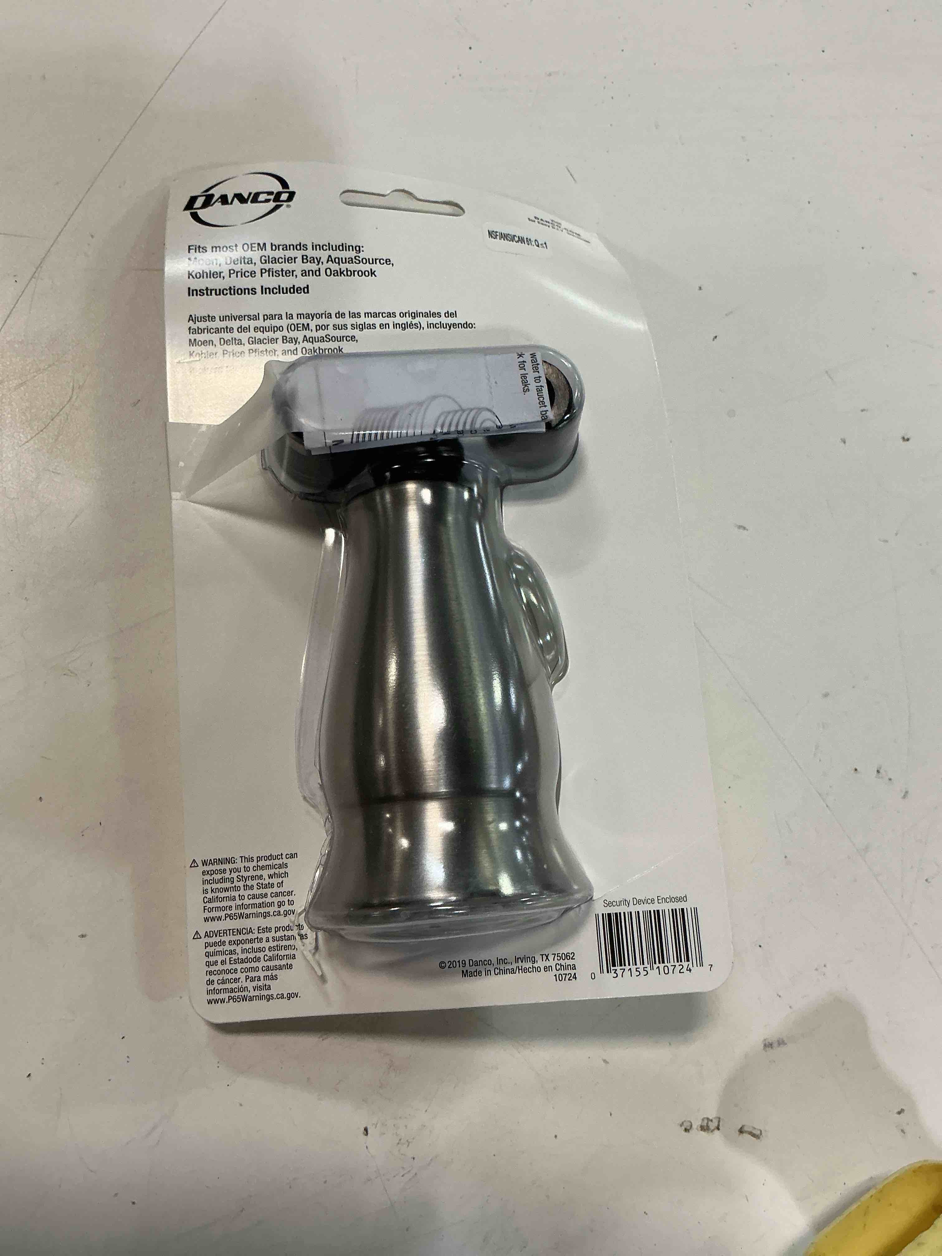 Condition photo showing As Is for danco traditional smart spray kitchen sink faucet pull down faucet spray head  stainless steel  1-pack (10724)