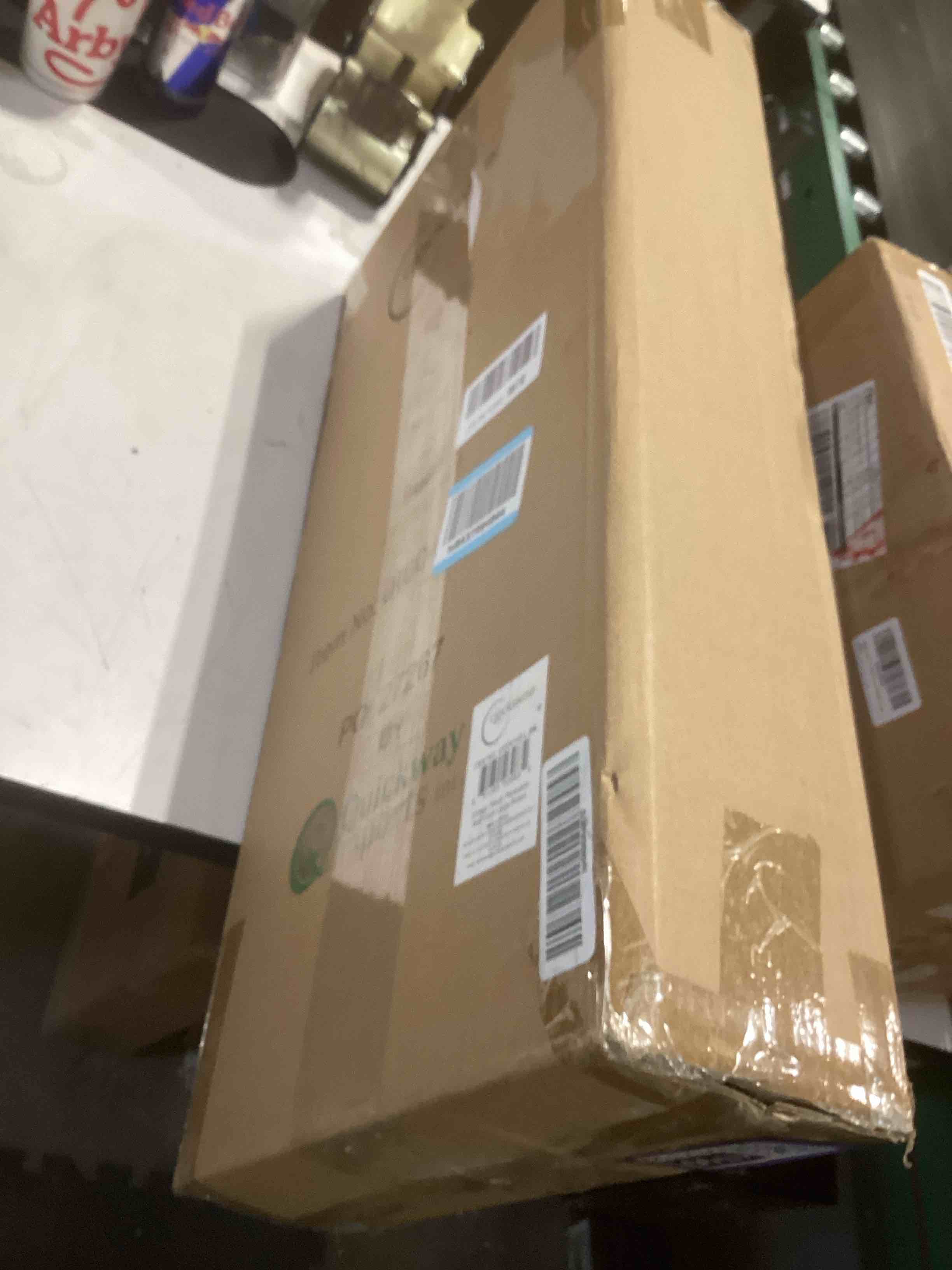 Condition photo showing As Is for clockswise large vintage grandfather wood- looking plastic pendulum wall clock for living room, kitchen, or dining room, large brown 23.7 inch height brown