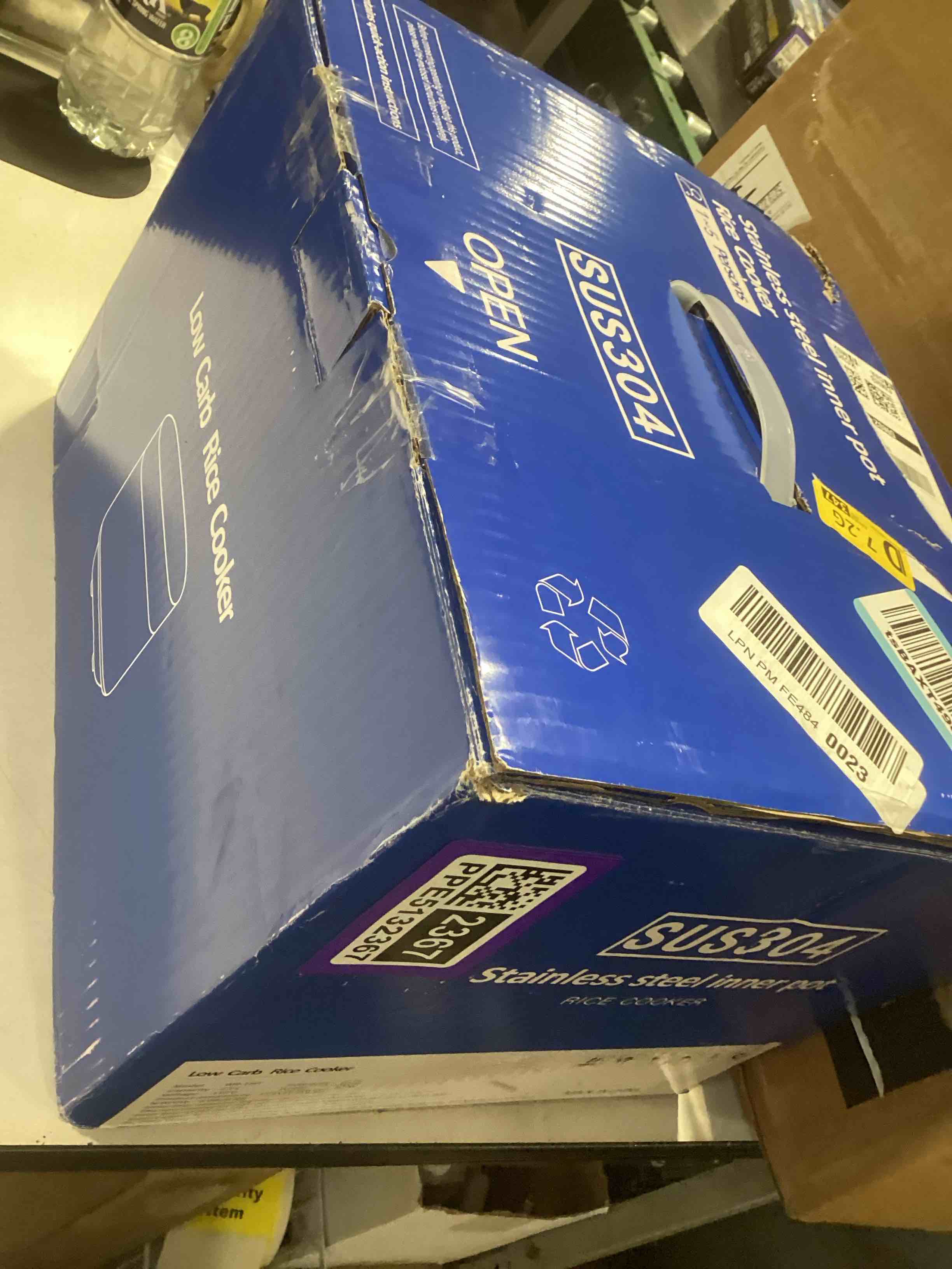 Condition photo showing As Is for novaspark low carb rice cooker stainless steel inner pot, mini stainless steel rice cooker small 5 cup, led display low sugar rice maker, 24h timer and auto keep warm, white rice/porridge/oatmeal, white