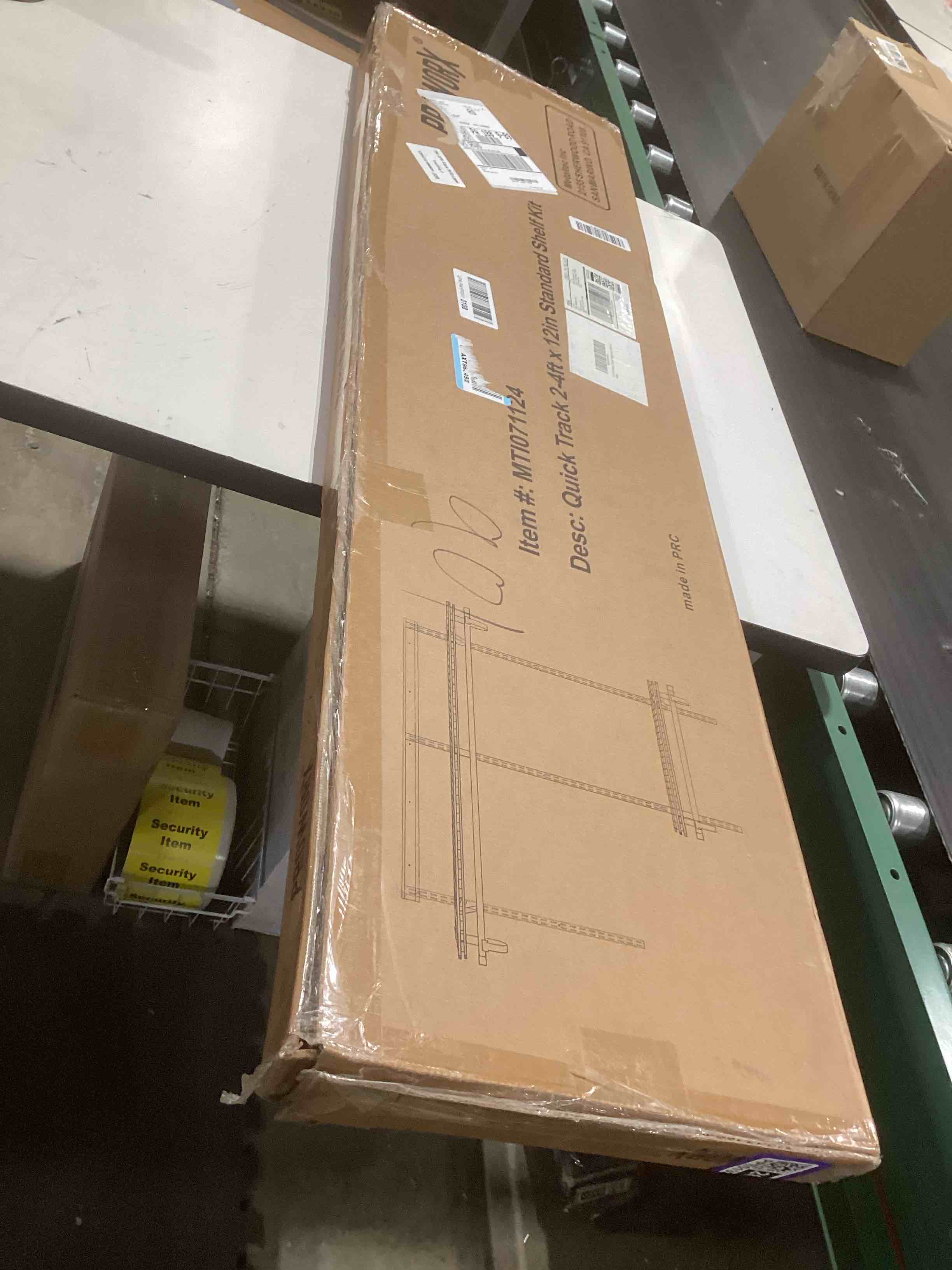 Condition photo showing Good Condition for 2-4 ft. expandable closet organizer system kit, white custom metal wire shelving, organization and storage shelves wall mounted with hanging rods