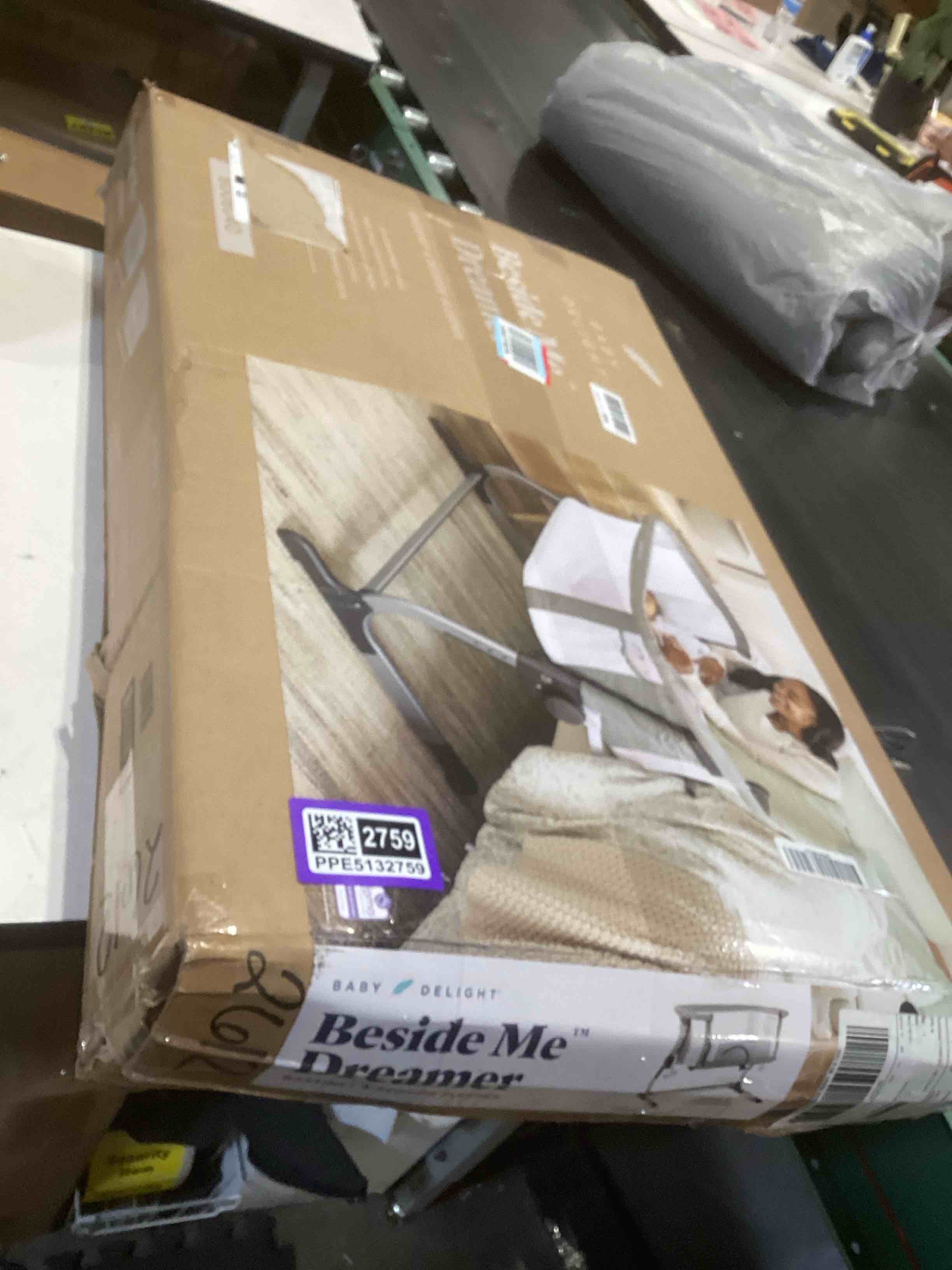 Condition photo showing As Is for baby delight beside me dreamer bassinet | bedside sleeper | 6-position height adjustment | charcoal tweed