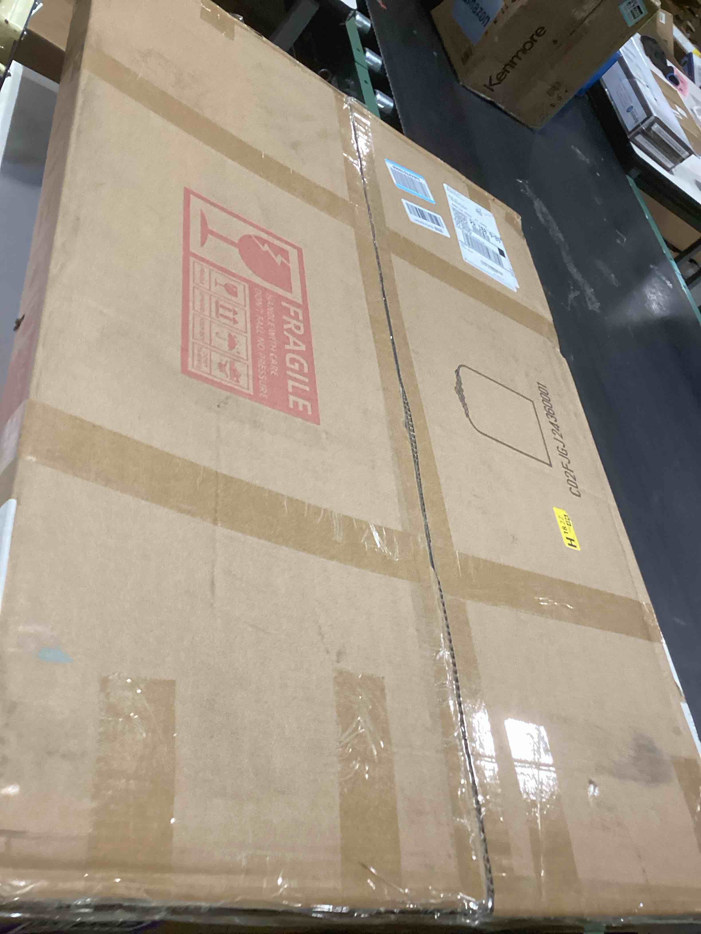 Condition photo showing Good Condition for ornate baroque vintage gold mirror - 24"x36" arched antique brass mirror with full metal frame - perfect for entryway, fireplace, living room, hallway, or bathroom décor vintage gold vertical 36"l x 24"w