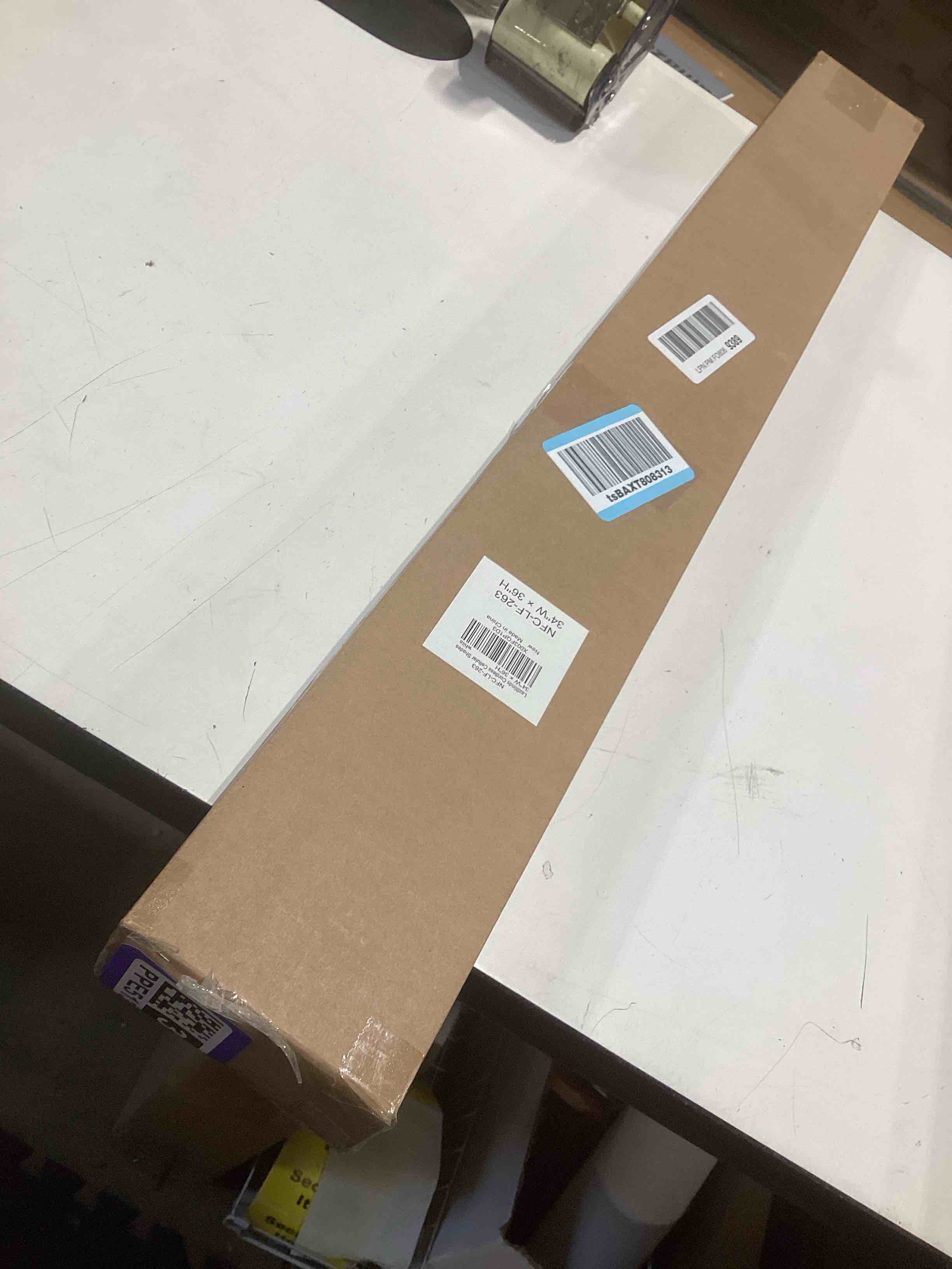 Condition photo showing Good Condition for lazblinds cordless cellular shades, no tools no drill light filtering honeycomb shades pleated blinds for windows, 34'' w x 36'' h, white light filtering-white 34'' w x 36'' h